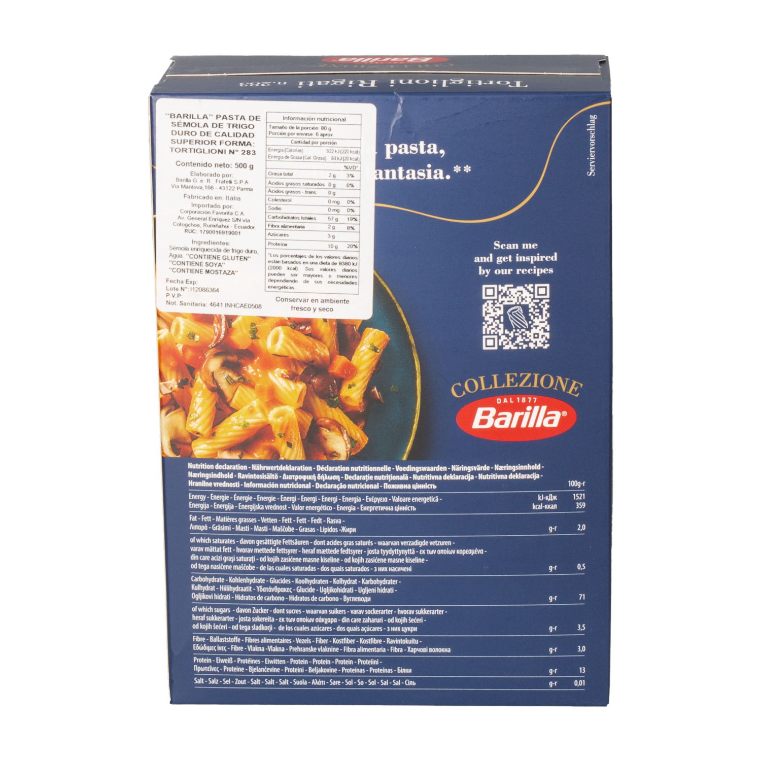 Fideo Tortiglioni BARILLA 500 G