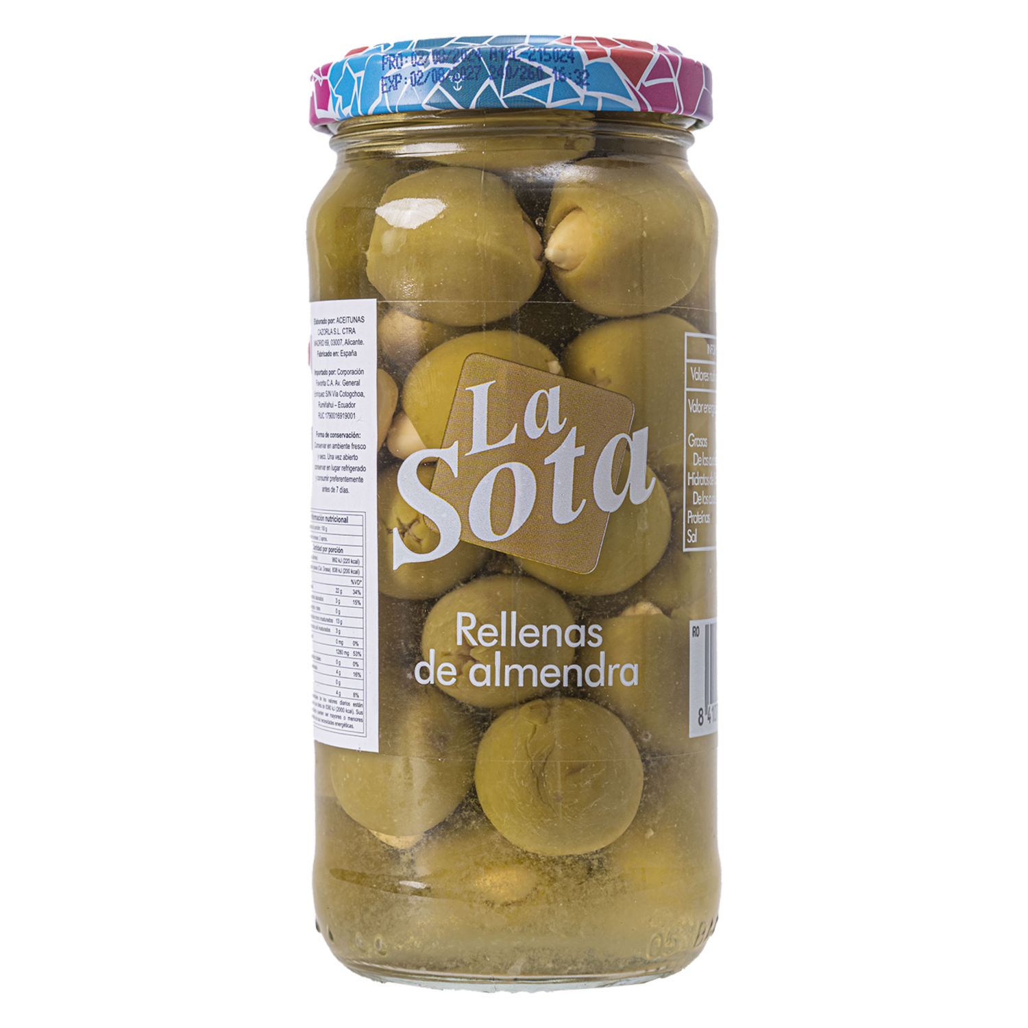 Aceitunas Verdes Rellenas De Almendras LA SOTA 220 G