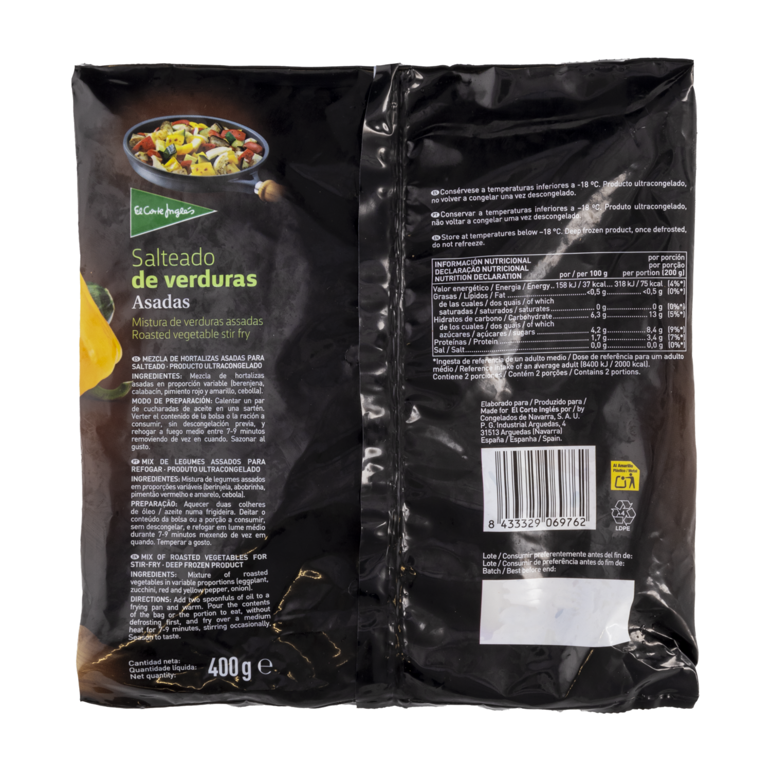 Salteado De Verduras Asadas Congeladas EL CORTE INGLÉS 400 G