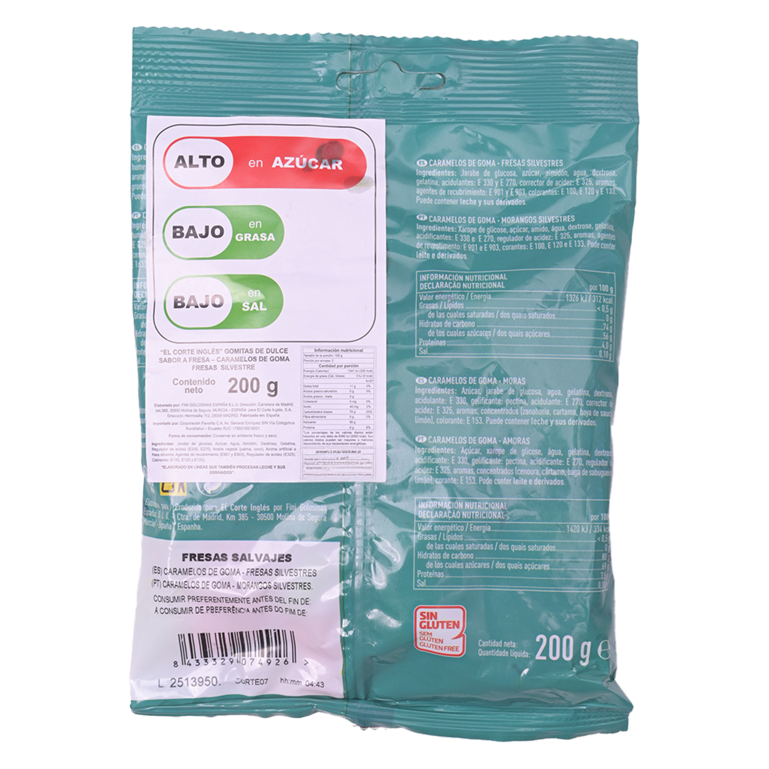 Gomitas Sabor A Fresas Silvestres EL CORTE INGLÉS 200 G