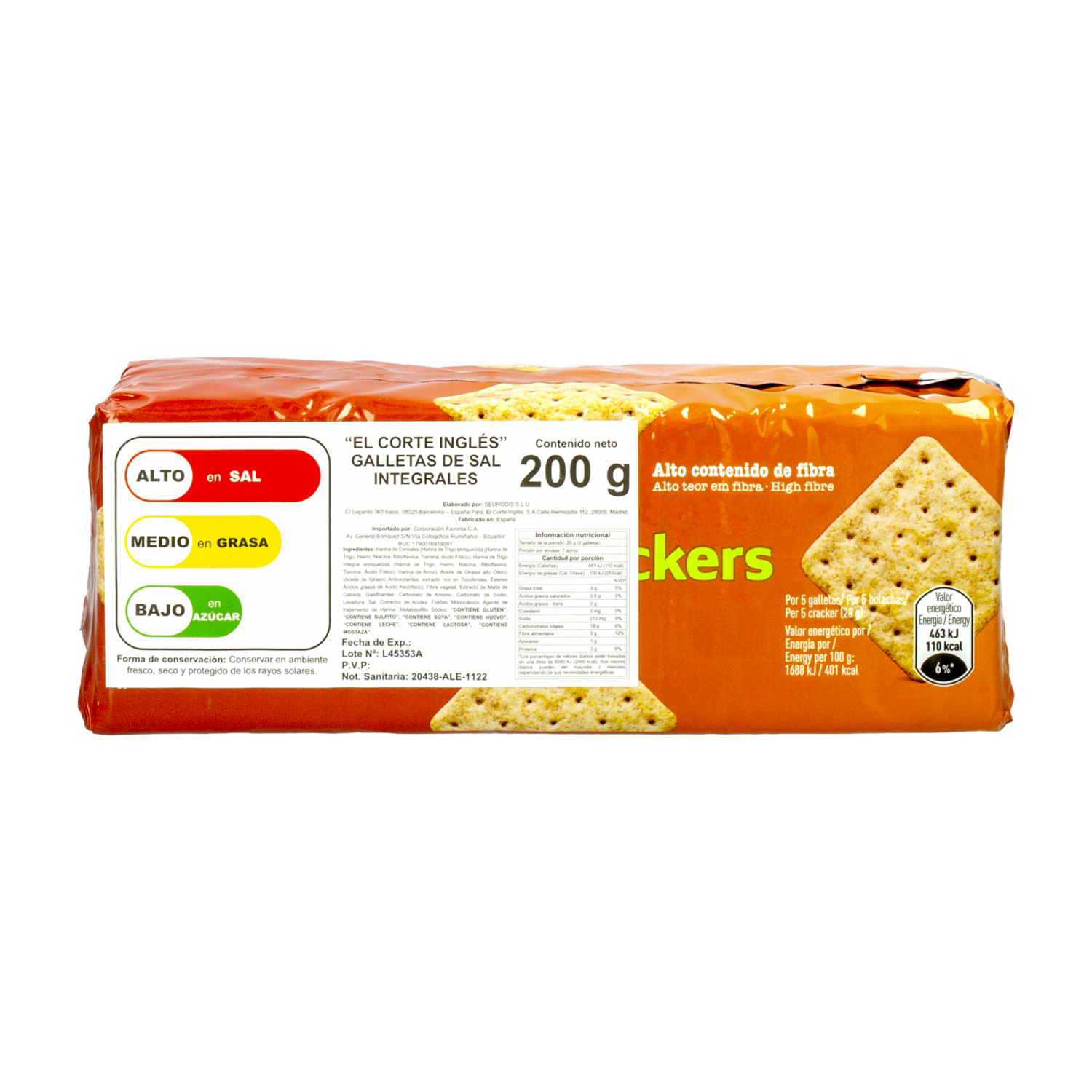 Galletas Integrales De Sal EL CORTE INGLÉS 200 G