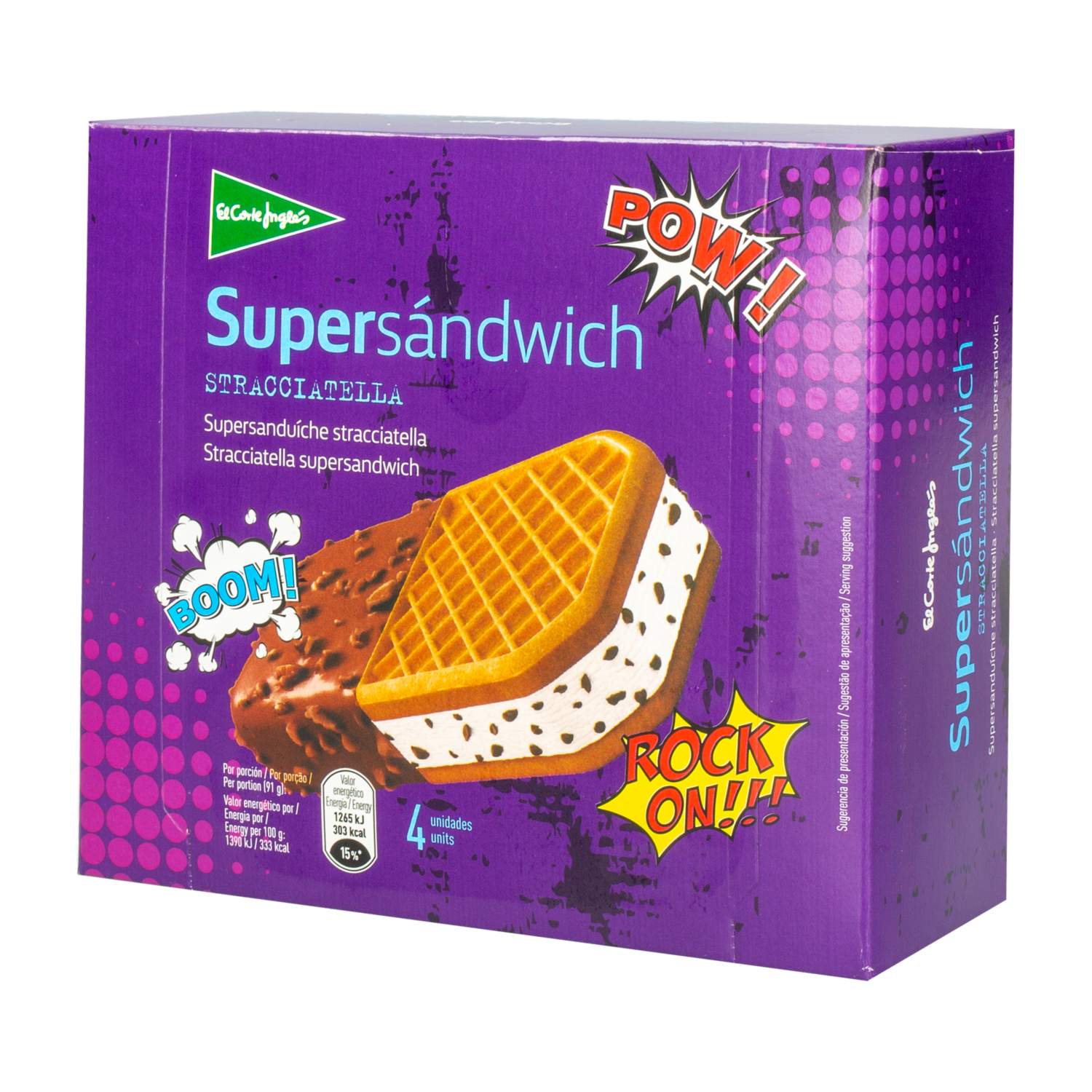 Helado Sanduche Cubierta De Chocolate EL CORTE INGLÉS X 4 Uds