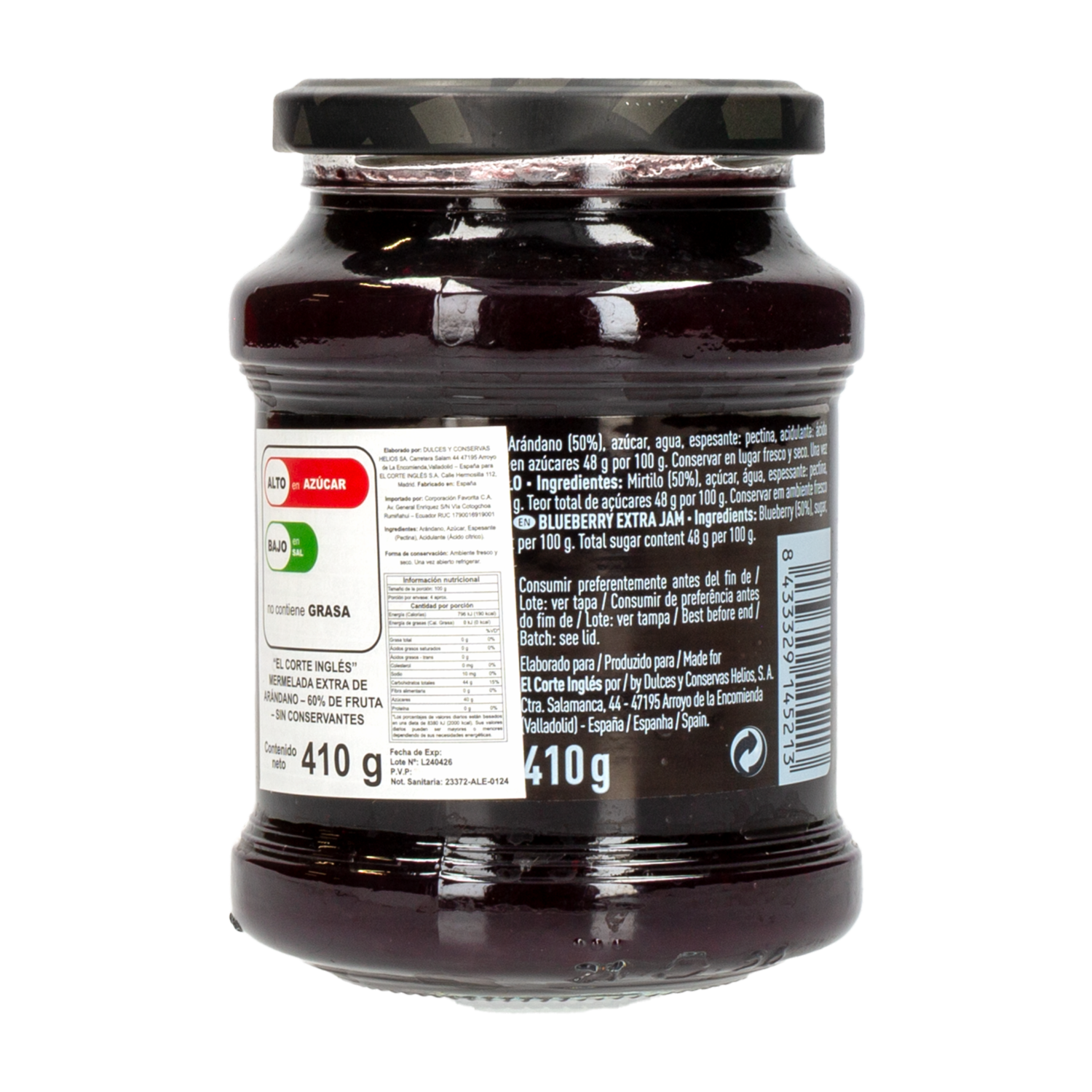 Mermelada De Arándanos EL CORTE INGLÉS 410 G