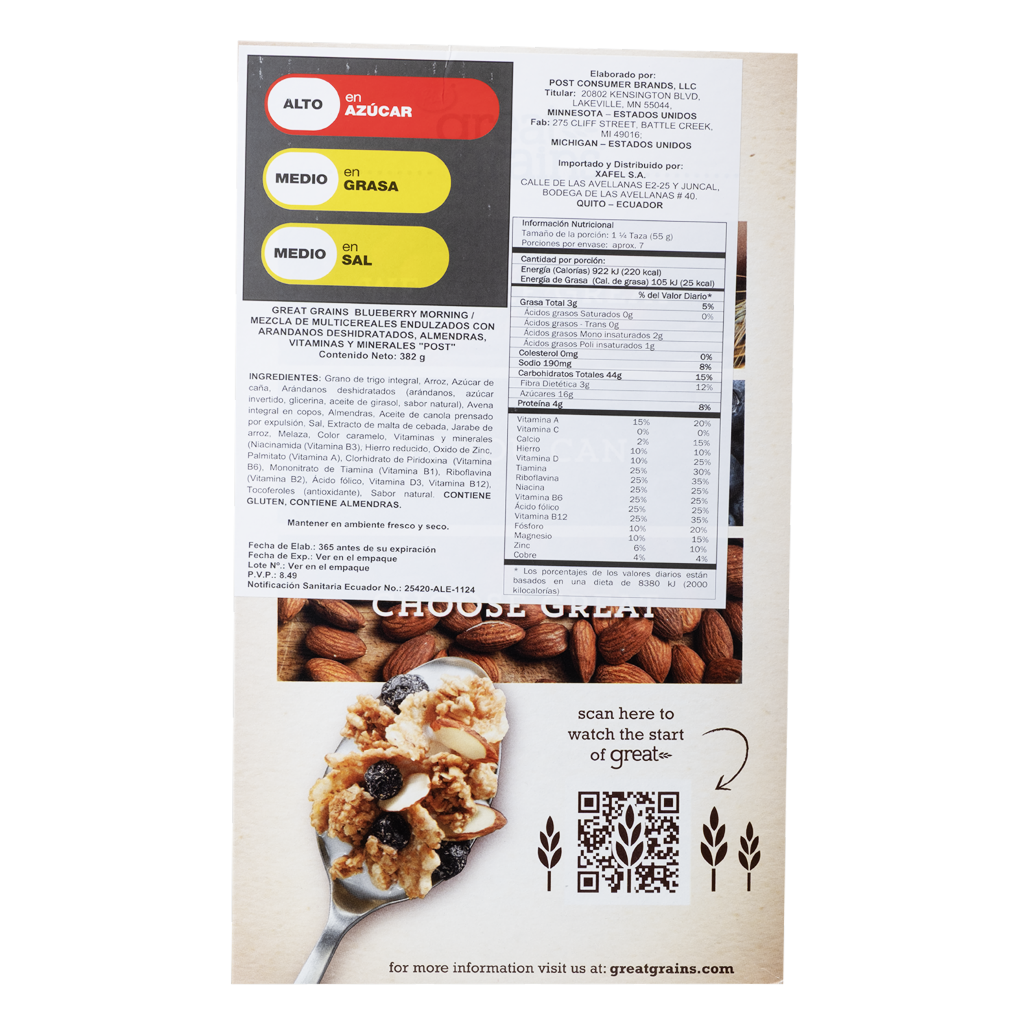 Cereal Con Nueces Arándanos Y Almendras POST 382 G