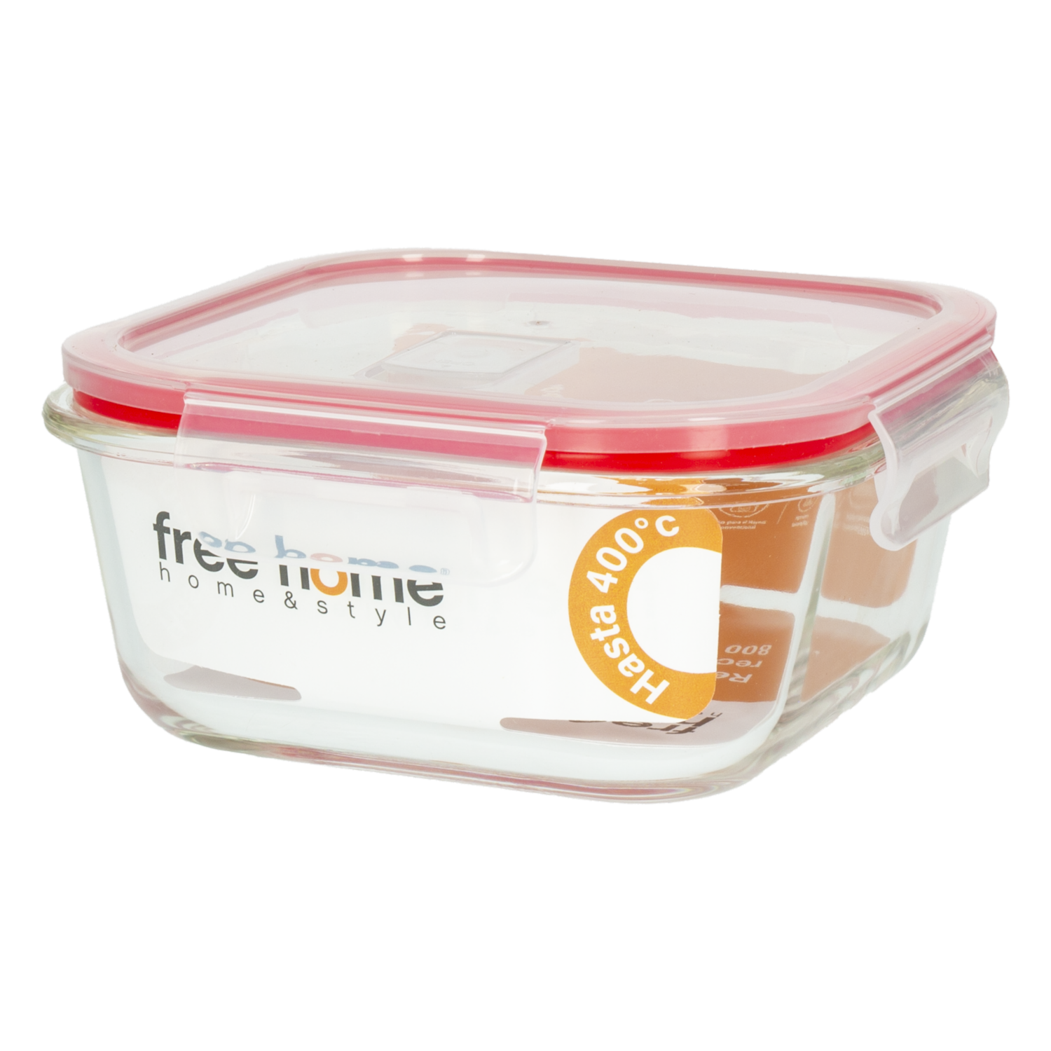 Refractario Hermético Con Válvula Rojo Claro FREE HOME Rectangular