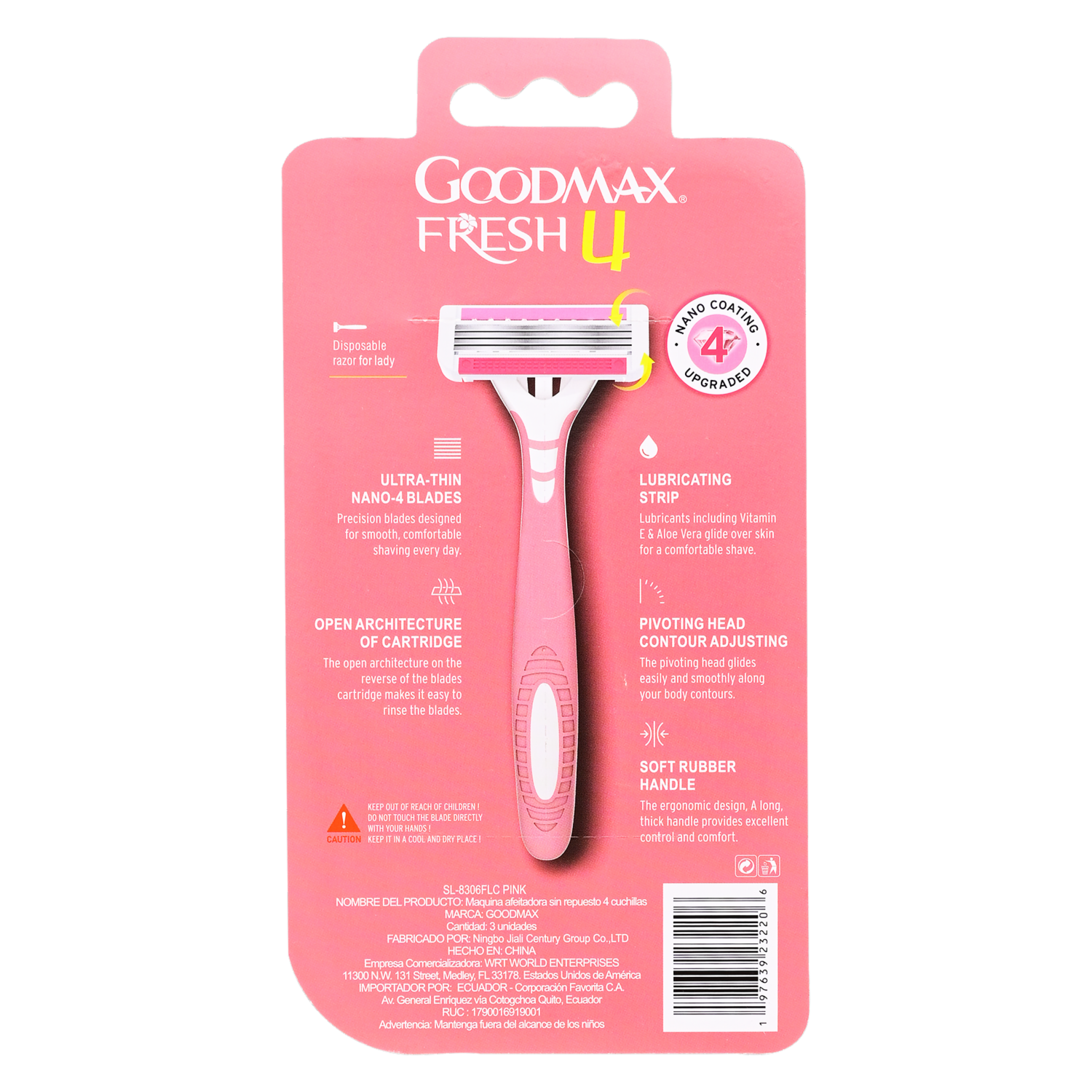 Razuradora De Mujer Fresh 4 Con Aloe GOODMAX 3 Piezas
