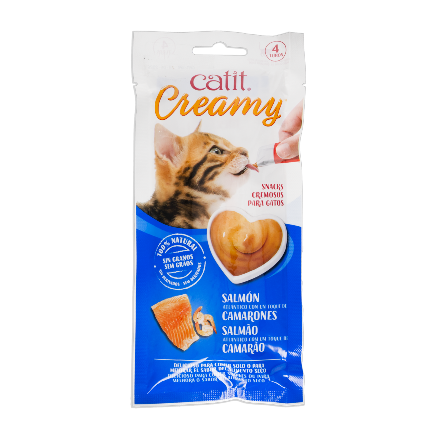 Alimento Para Gatos Húmedo Sabor Creamy Salmon Y Camarón CATIT 4X10 G