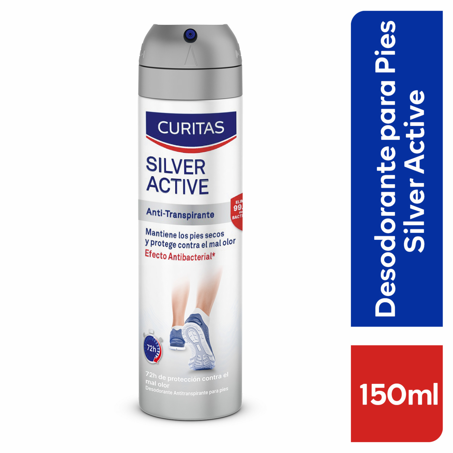 Desodorante Para Pies En Spray Silver Active CURITAS 150 Ml