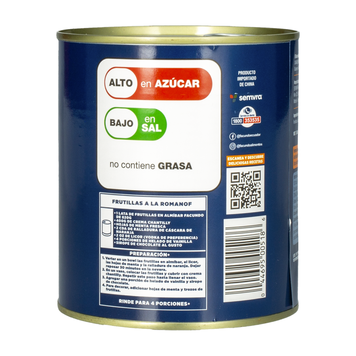 Frutillas En Almíbar FACUNDO 820  G