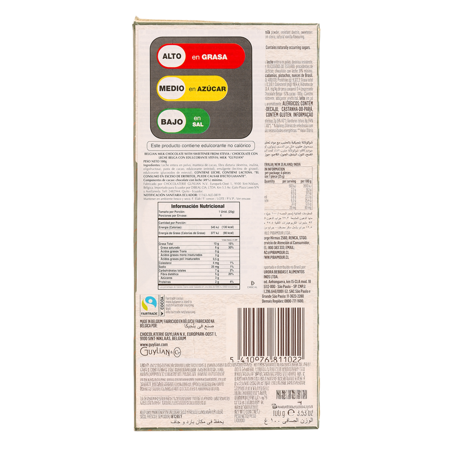 Chocolate Con Leche En Barra GUYLIAN 100 G