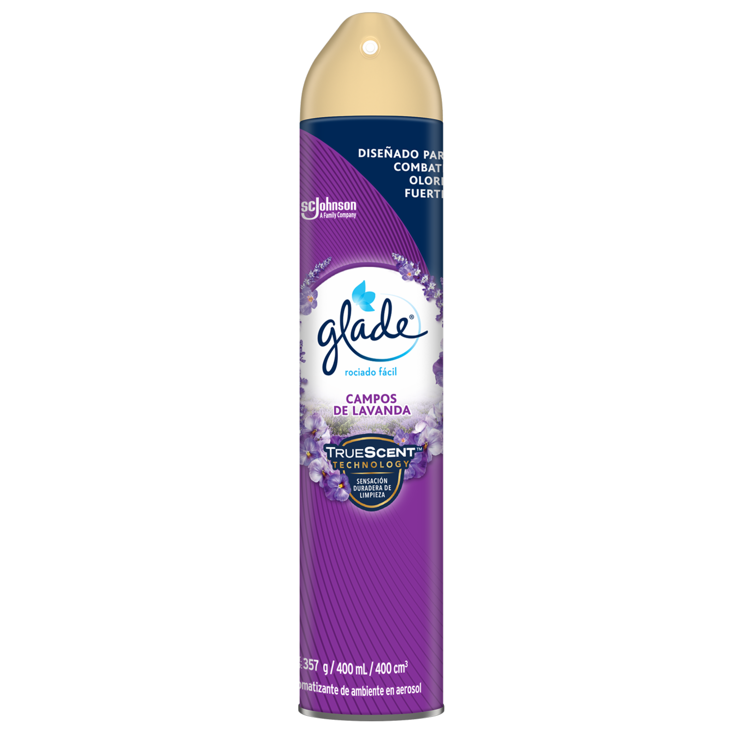 Desodorante Ambiental En Aerosol Campos De Lavanda Spray GLADE 400 Ml