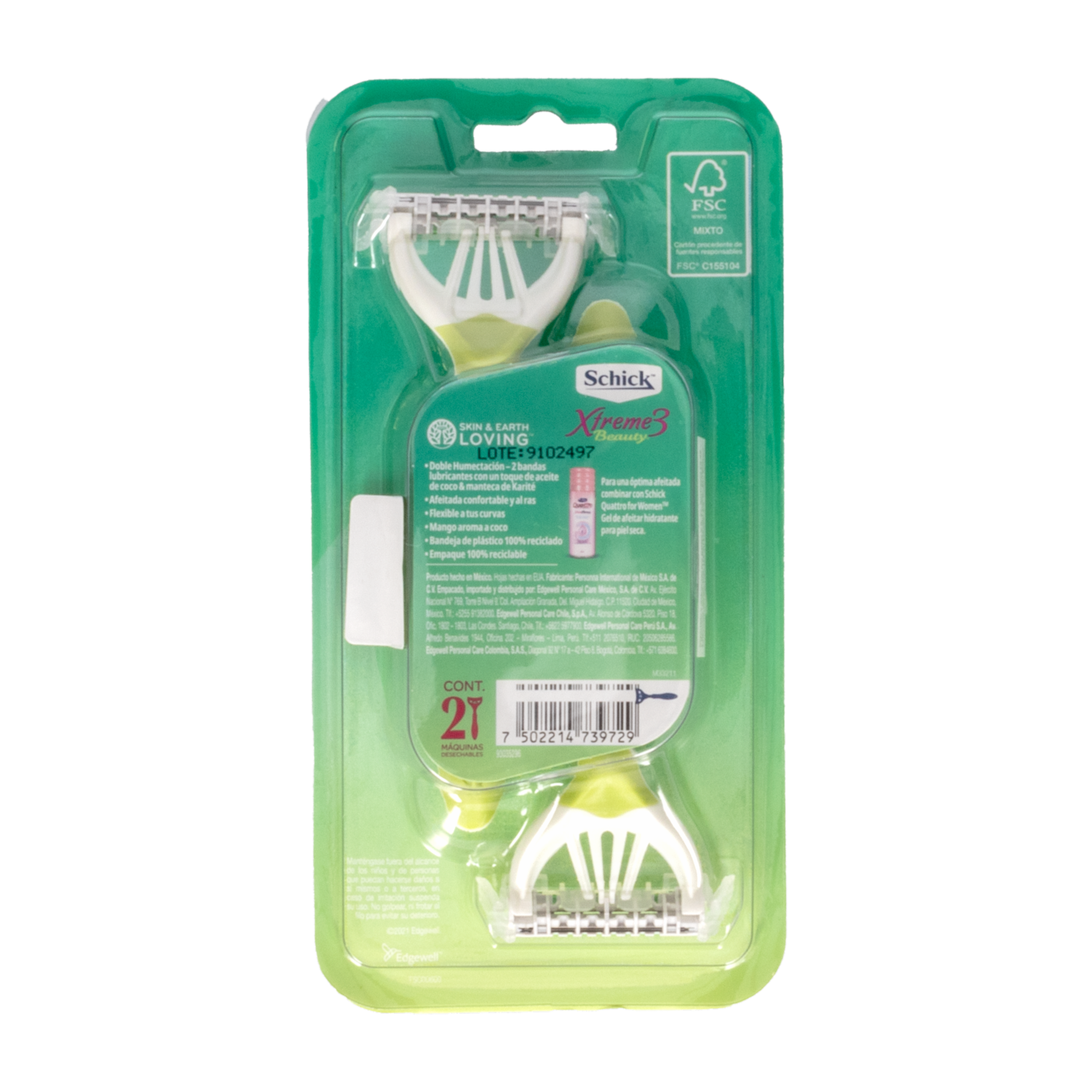 Razuradora Desechable Para Mujer Xtreme3 Beauty SCHICK X2 Uds