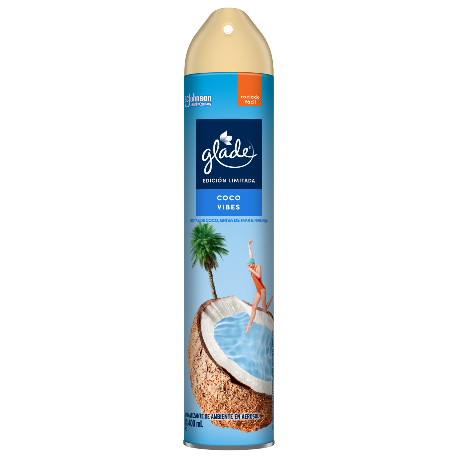 Ambientador En Aerosol Fragancia Coco Vives GLADE 400 Ml