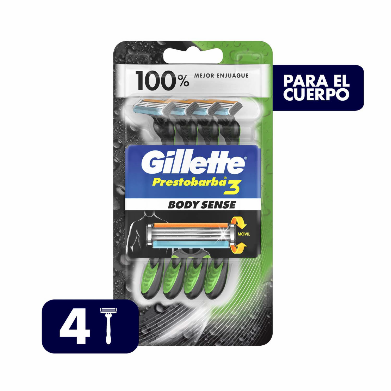 Afeitadora Desechable Prestobarba Bodysense GILLETTE 1 X 4 Uds
