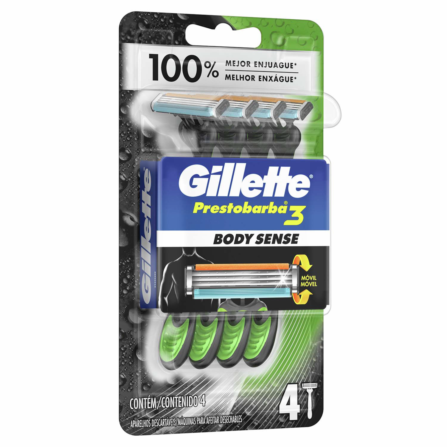 Afeitadora Desechable Prestobarba Bodysense GILLETTE 1 X 4 Uds