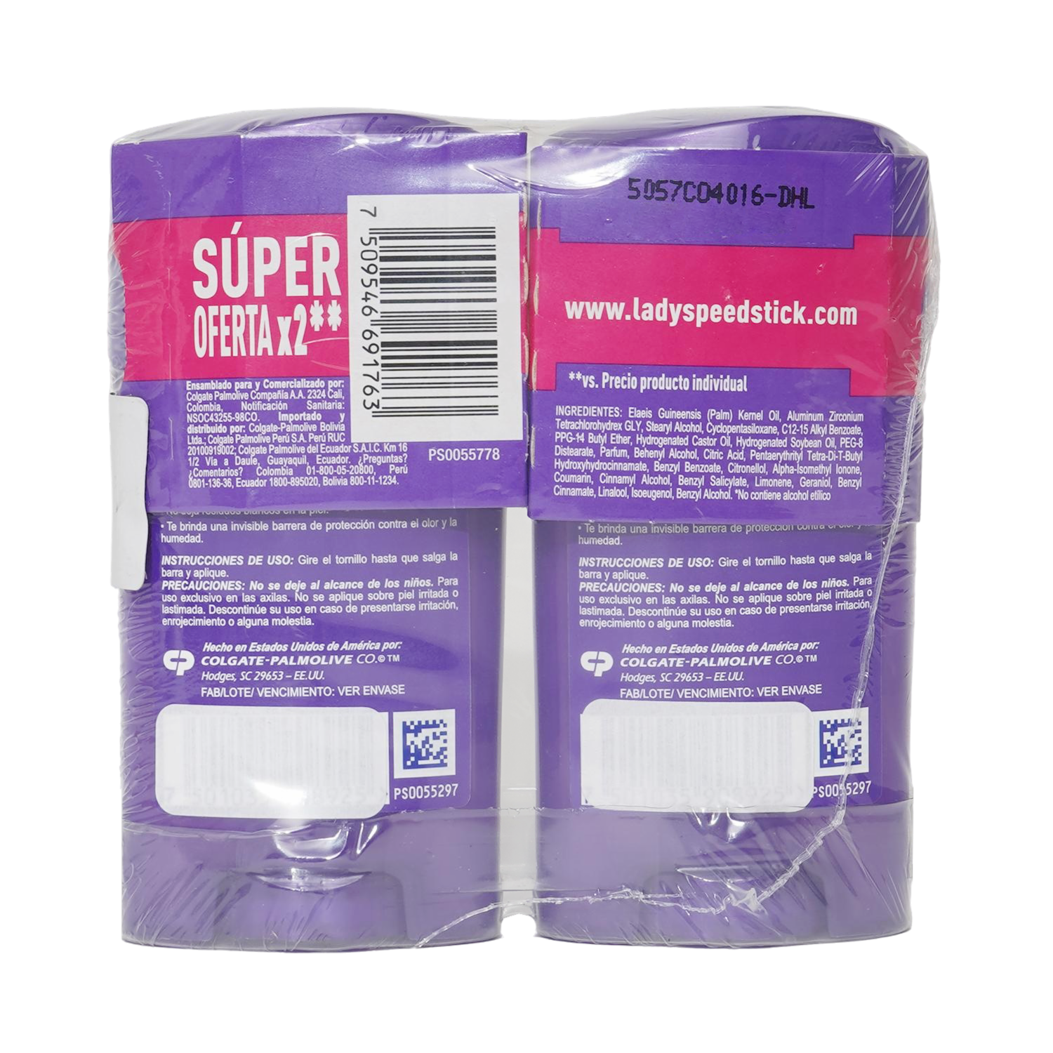 Desodorante En Barra Para Mujer Invisible Floral LADY SPEED STICK 2 X 45 G
