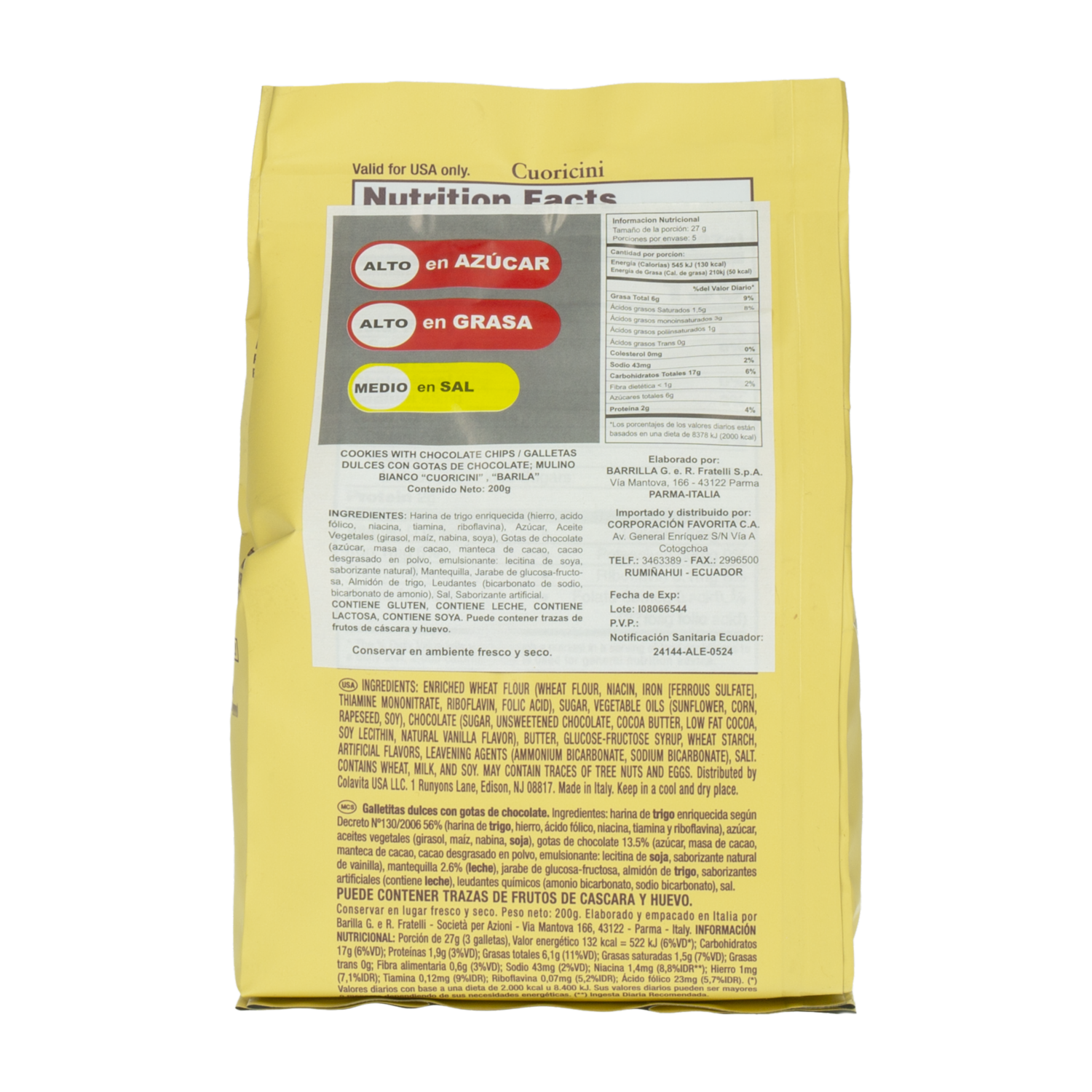 Galletas Dulces Con Chispas De Chocolate BARILLA 200 G