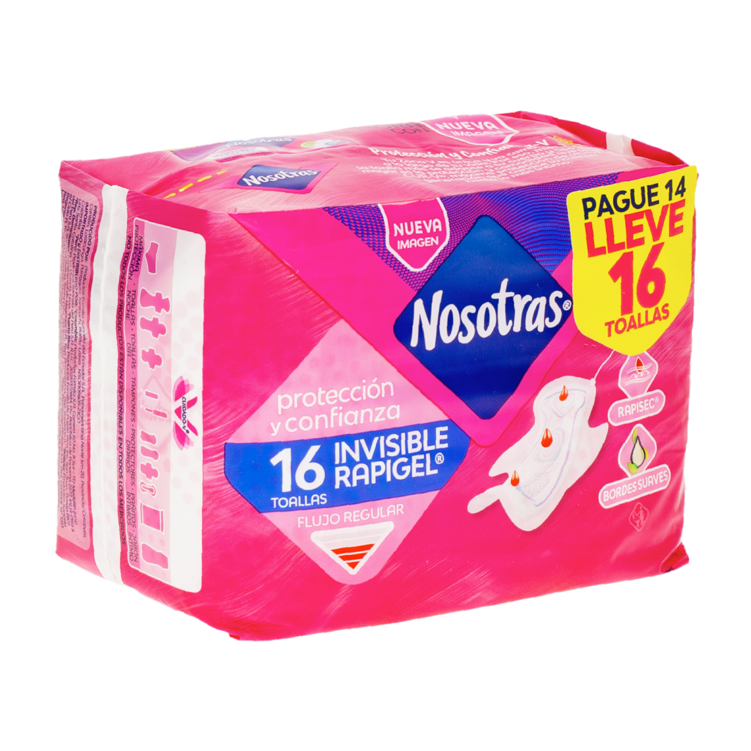 Tollas Sanitarias Invisible Rapigel Aloe NOSOTRAS X 16 Uds