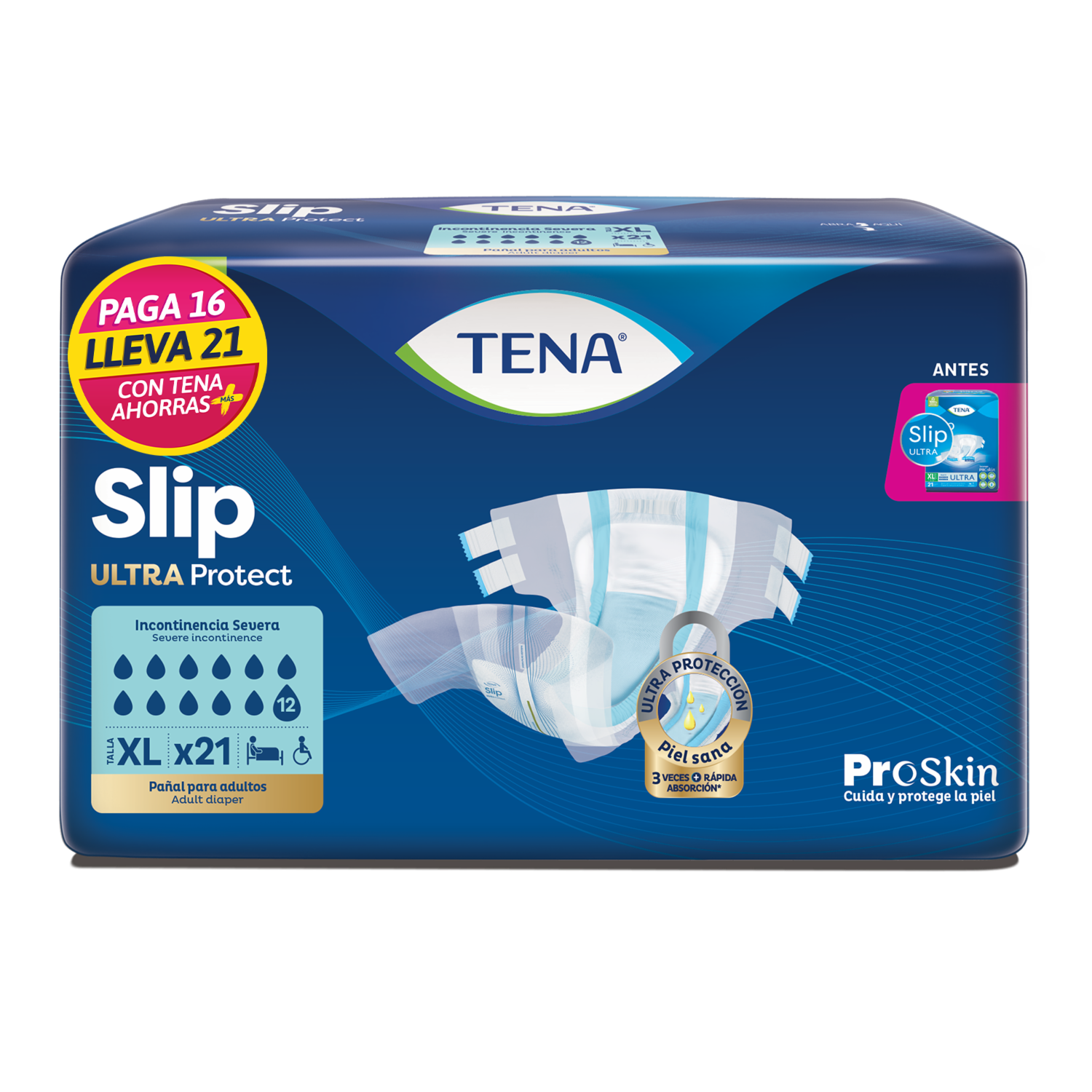 Pañales Slip Slip Ultra Protect X-Large TENA X 21 Uds
