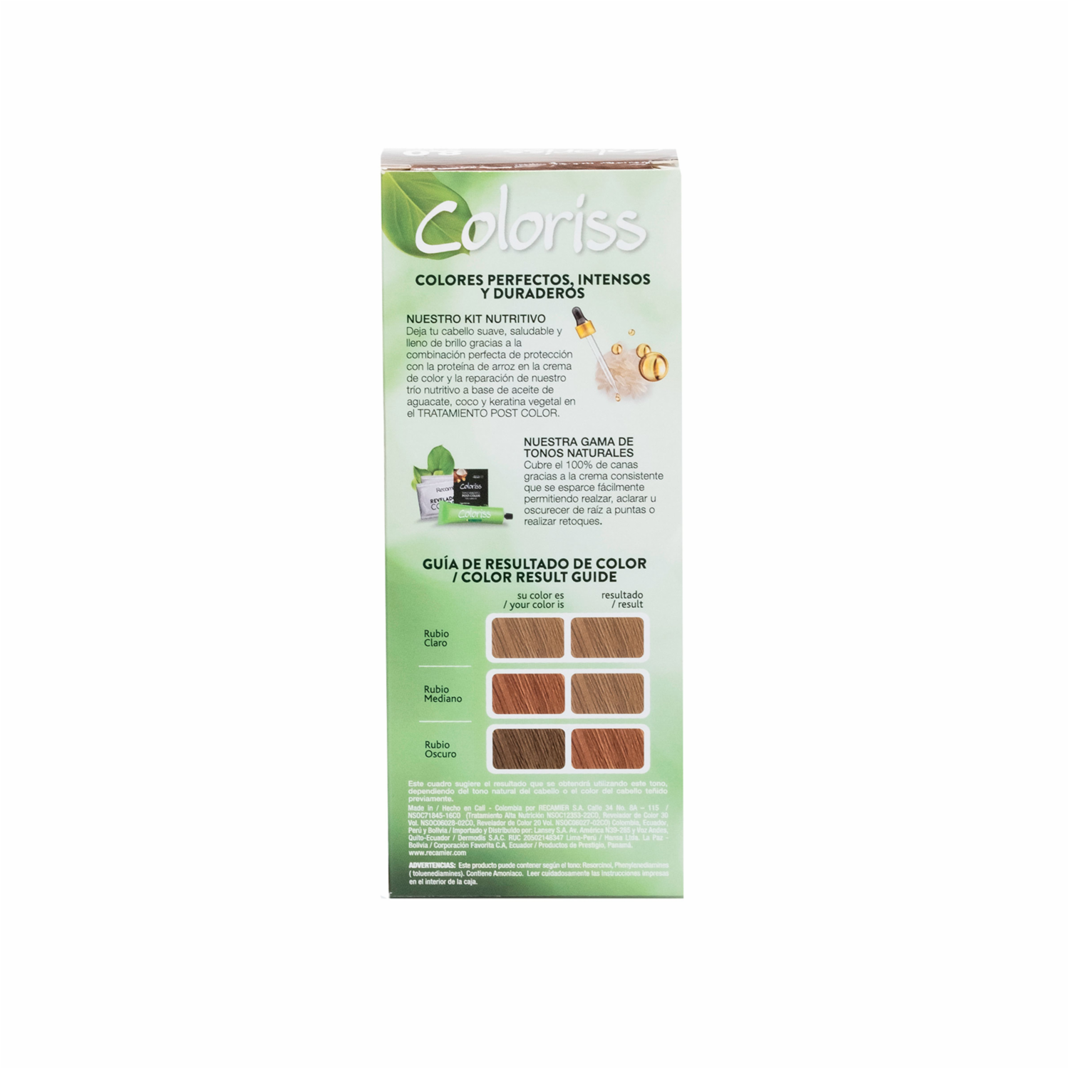 Tinte De Cabello Rubio Claro 8.0 Con Tratamiento Post Color COLORISS Kit 50 G