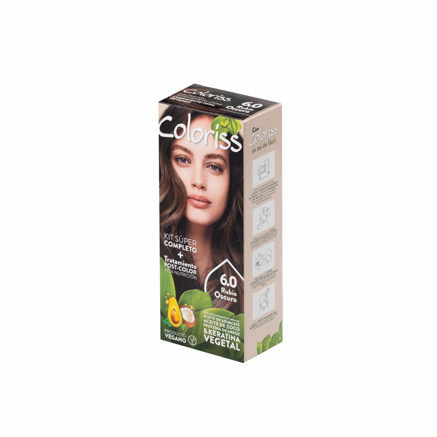 Tinte De Cabello Rubio Oscuro 6.0 Con Tratamiento Post Color COLORISS Kit 50 G
