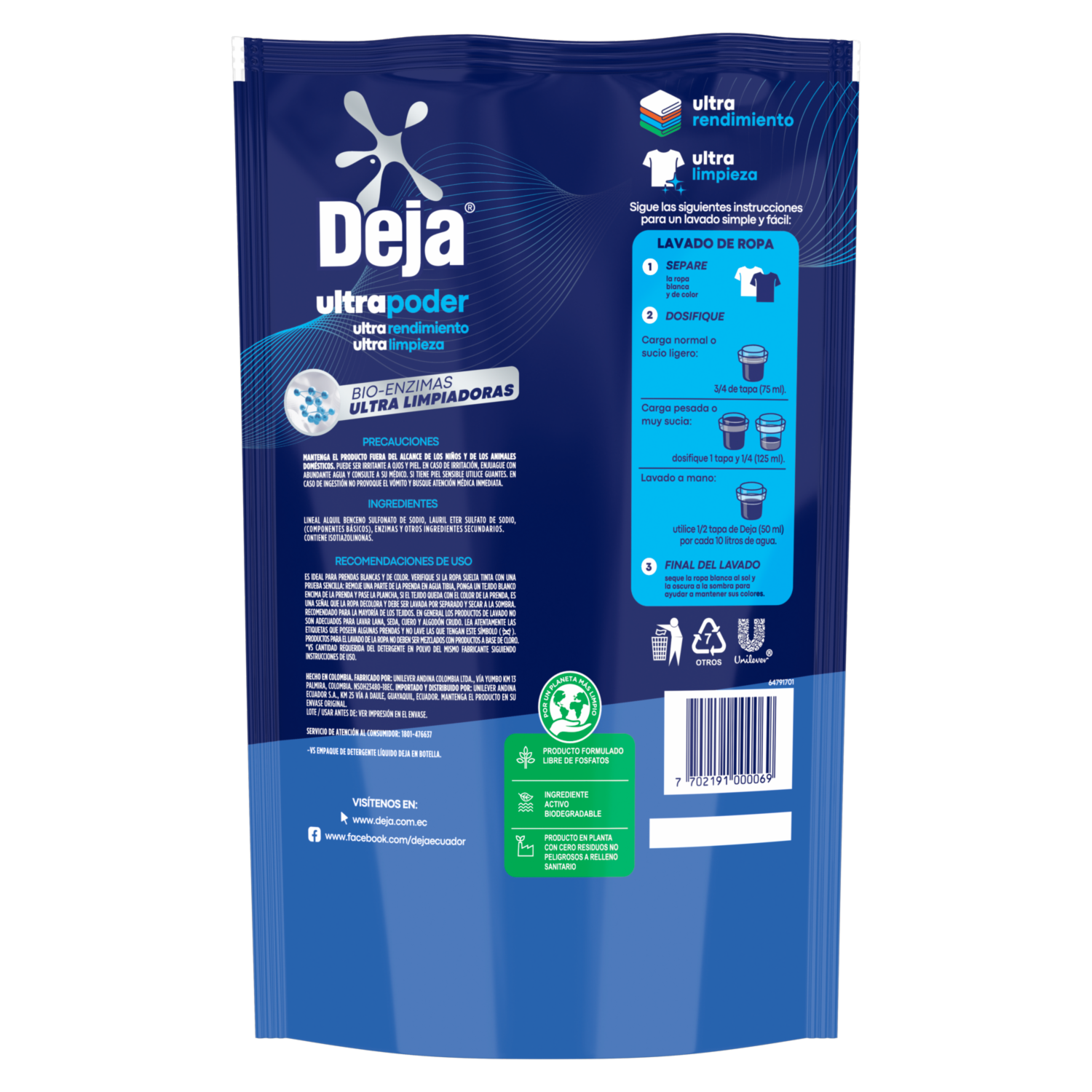 Detergente Líquido Lavado Perfecto Floral DEJA 900 Ml