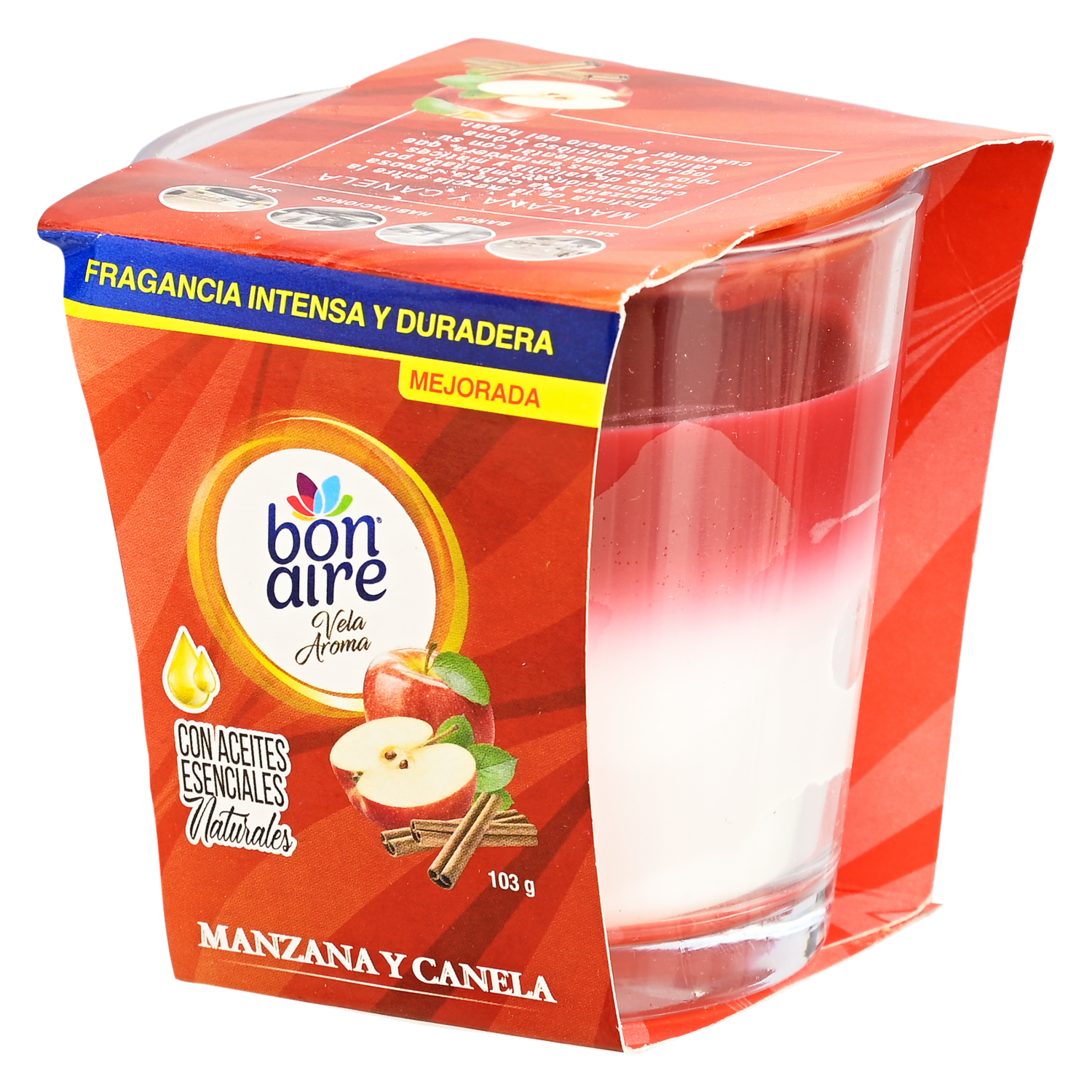 Vela Aromática Con Aceites Esenciales Naturales Manzana Y Canela BONAIRE 103 G