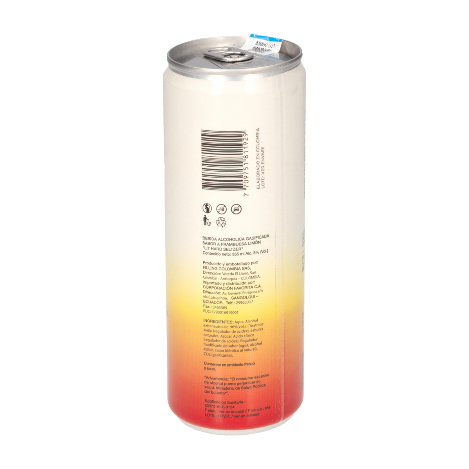 Coctel Sabor A Frambuesa Y Limón LIT HARD SELTZER 355 Ml