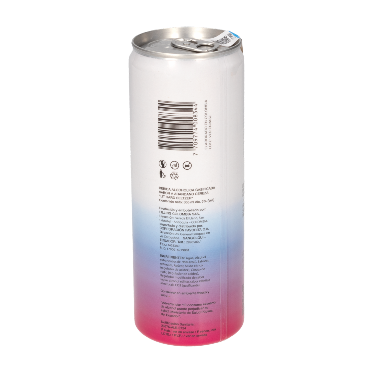 Coctel Sabor A Arándano Cereza LIT HARD SELTZER 355 Ml