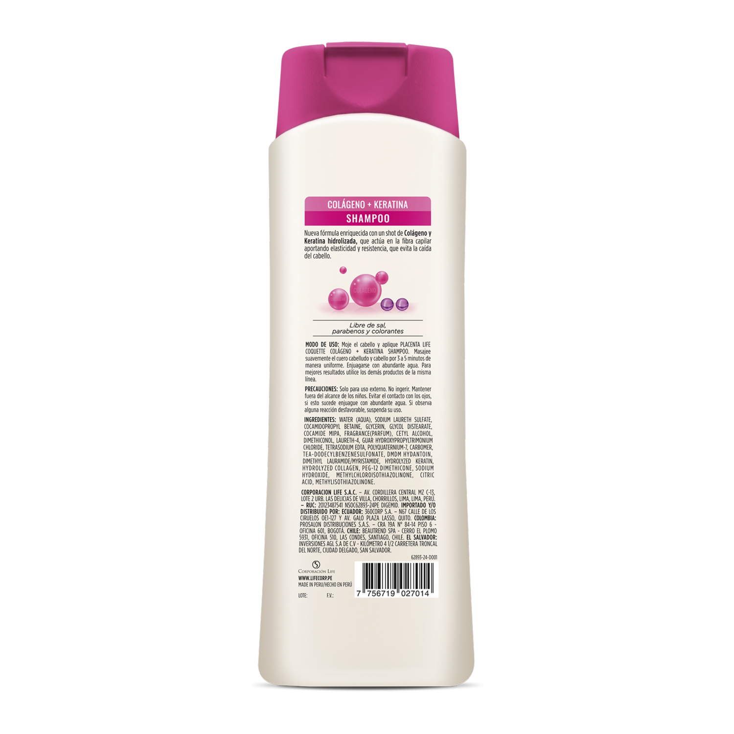 Shampoo De Cabello Colageno & Keratina COQUETTE 400 Ml