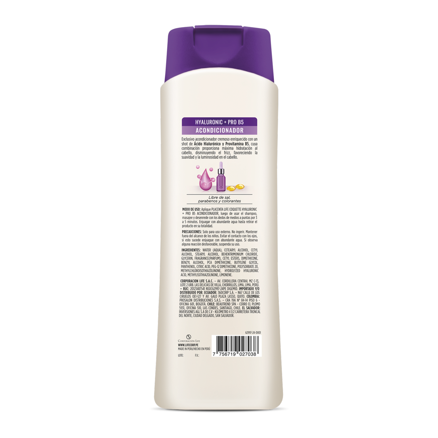 Acondicionador De Cabello Acido Hialuronico & Pro B5 COQUETTE 400 Ml