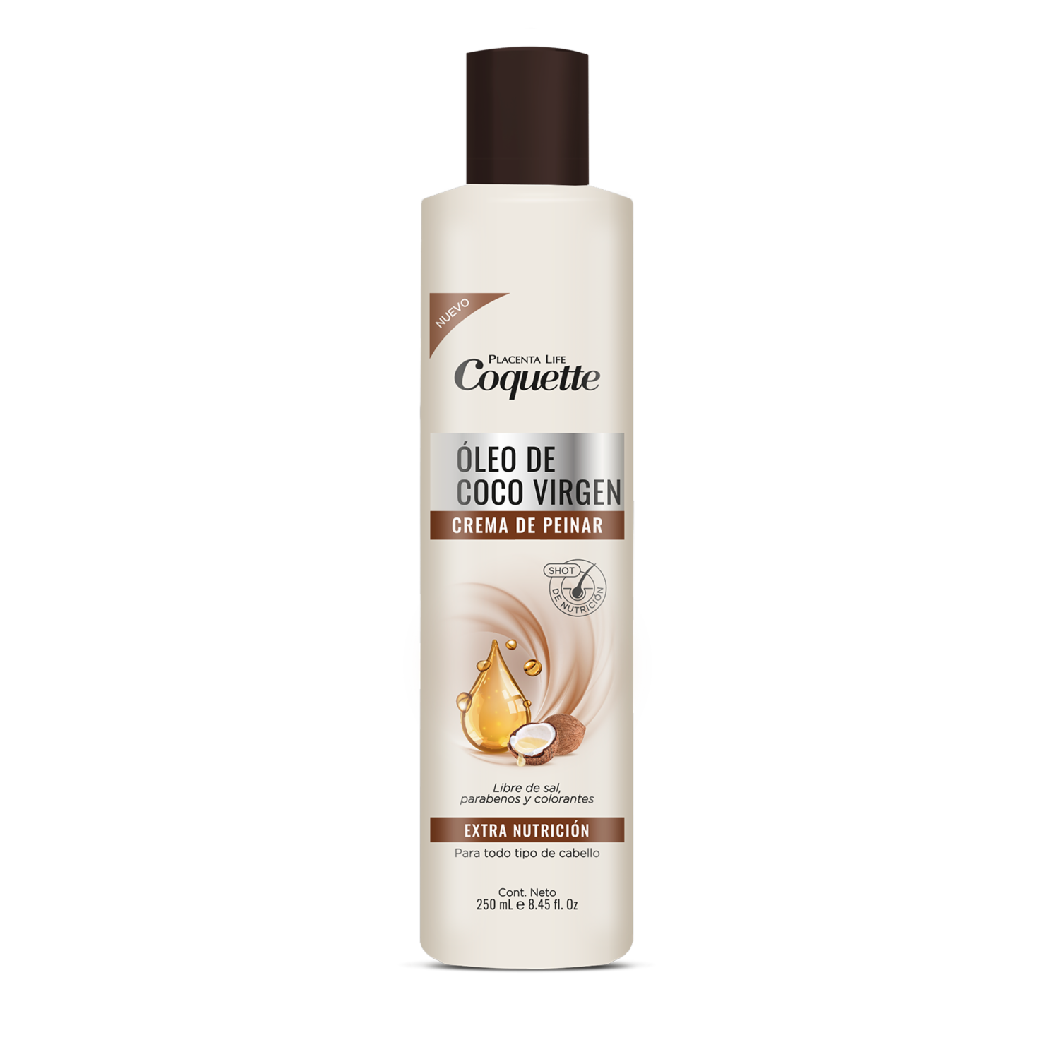 Crema Para Peinar Óleo De Coco Virgen COQUETTE 250 Ml