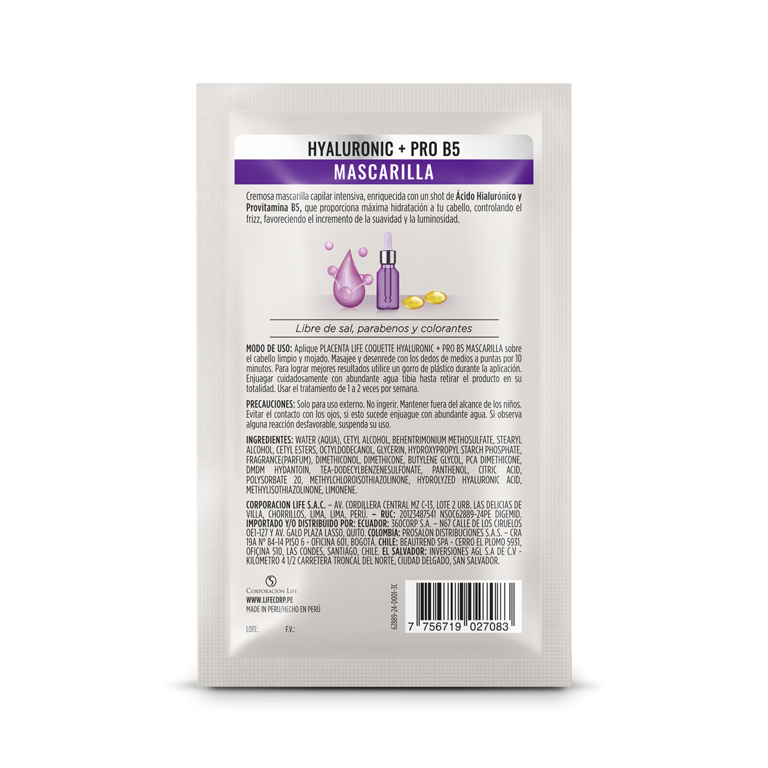 Tratamiento Capilar Acido Hialuronico & Pro B5 COQUETTE 70 Gr
