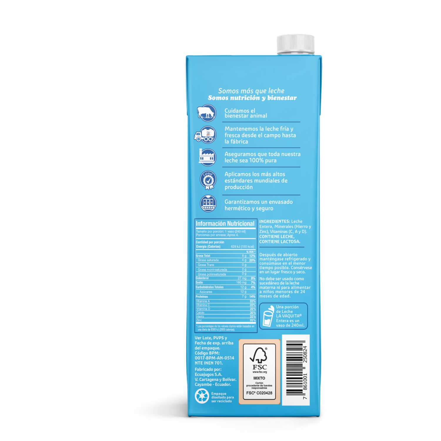 Leche Entera Fortificada LA VAQUITA 1000 Ml