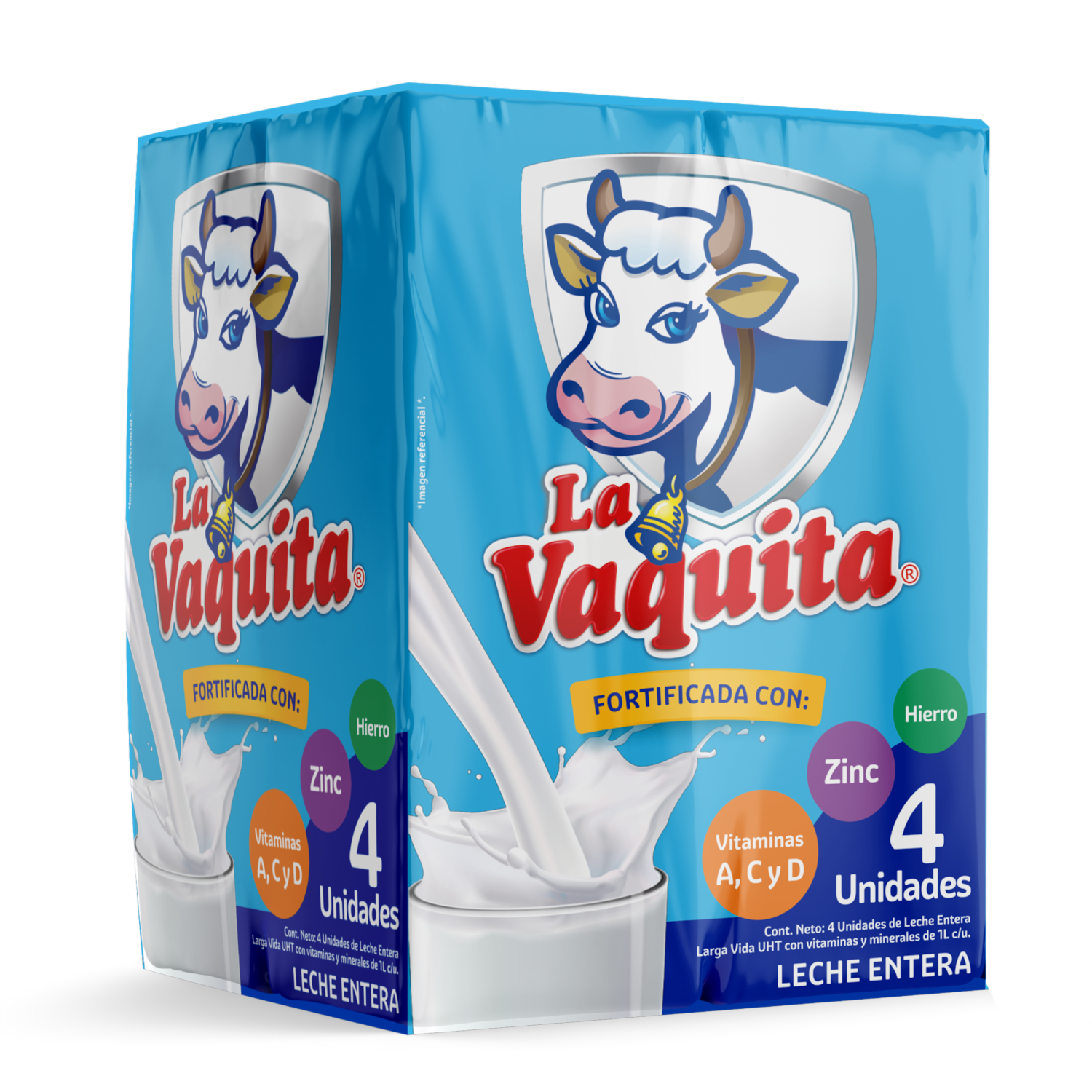 Leche Entera Fortificada LA VAQUITA 4X1000 Ml