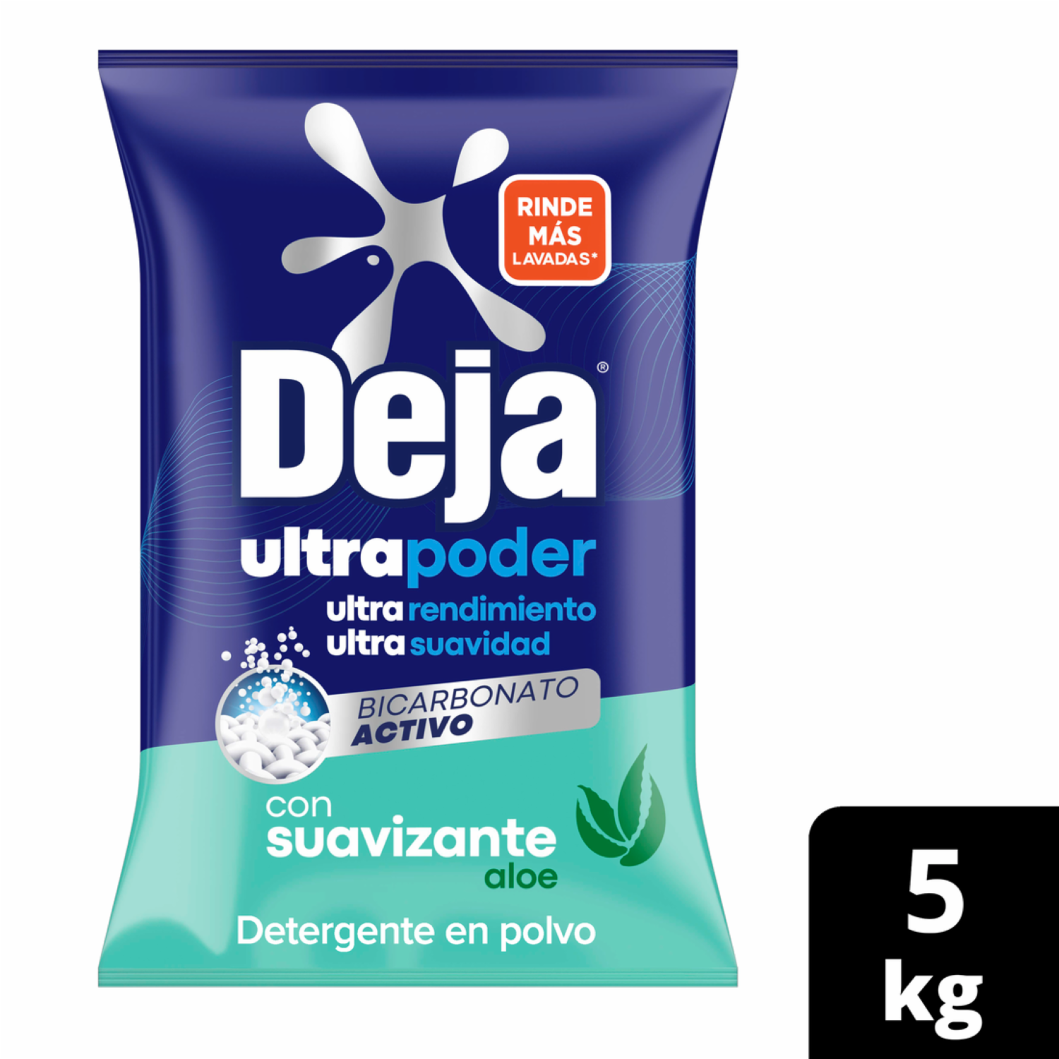 Detergente En Polvo Aloe Vera Con Suavizante + Bicarbonato DEJA 5 Kg