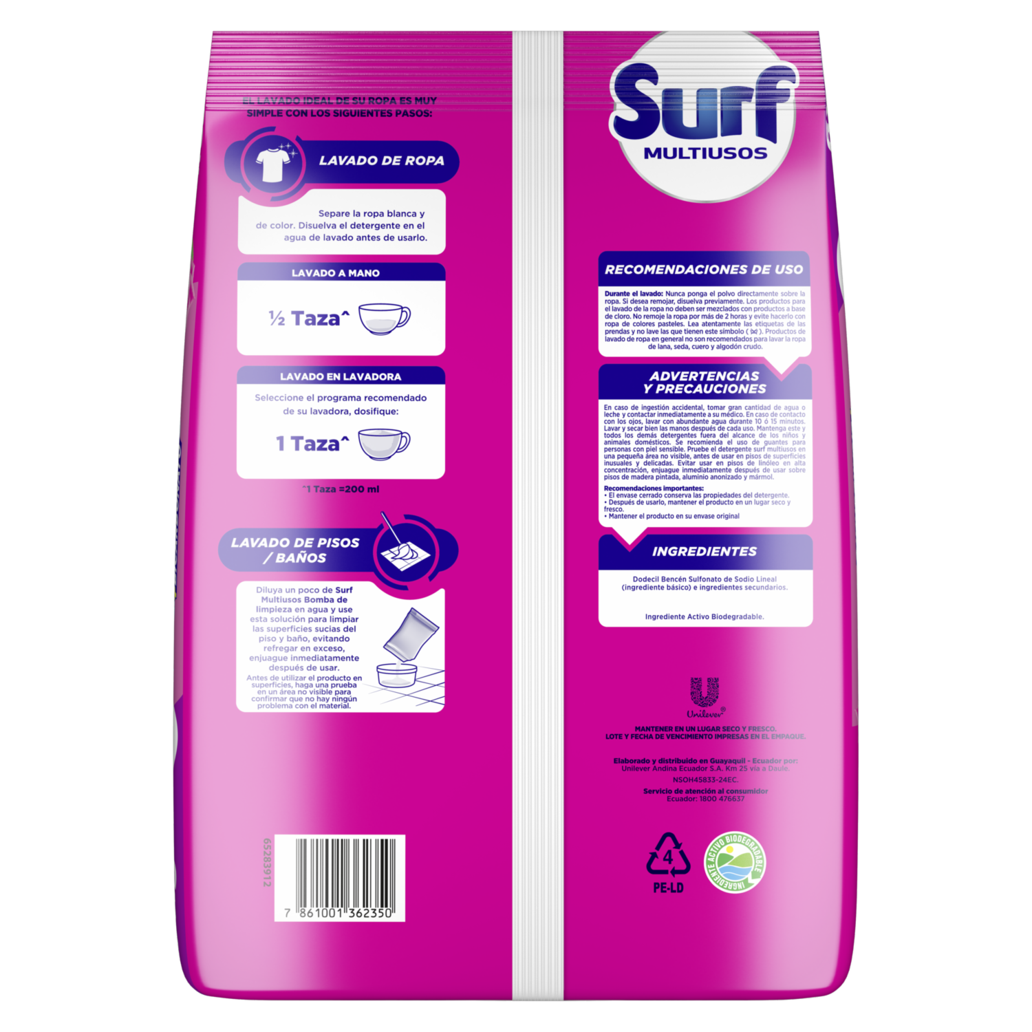 Detergente En Polvo Bicarbonato Y Rosas SURF 5000 G