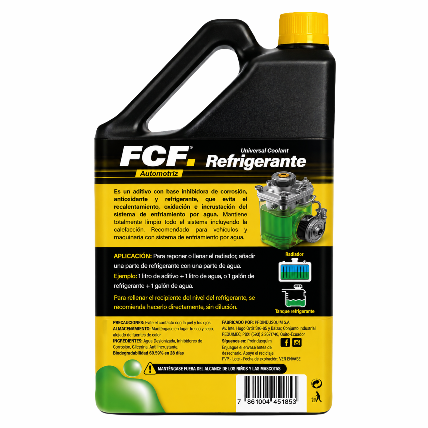 Refrigerante Automotriz Color Verde De Radiador FCF 1000 Ml