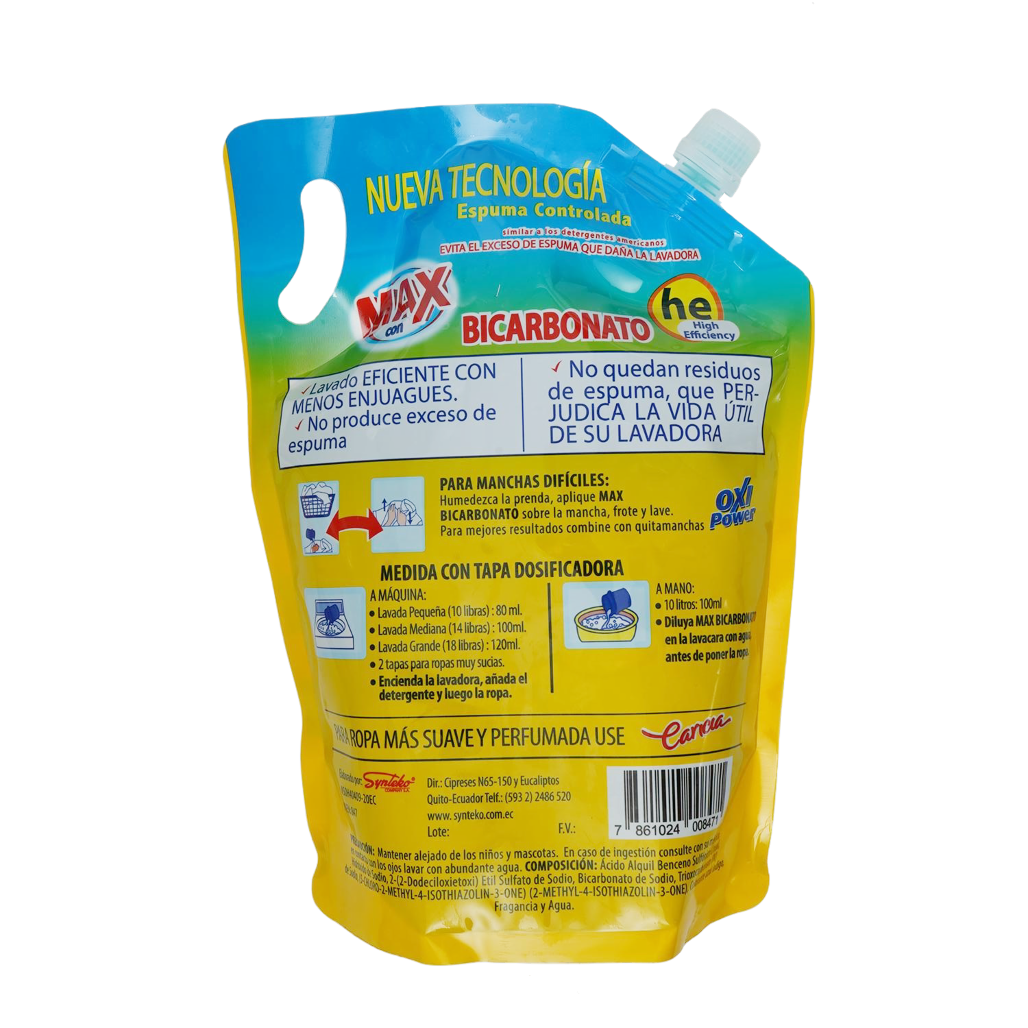 Detergente Líquido Con Bicarbonato Ahorra Pack MAX 1800 Ml