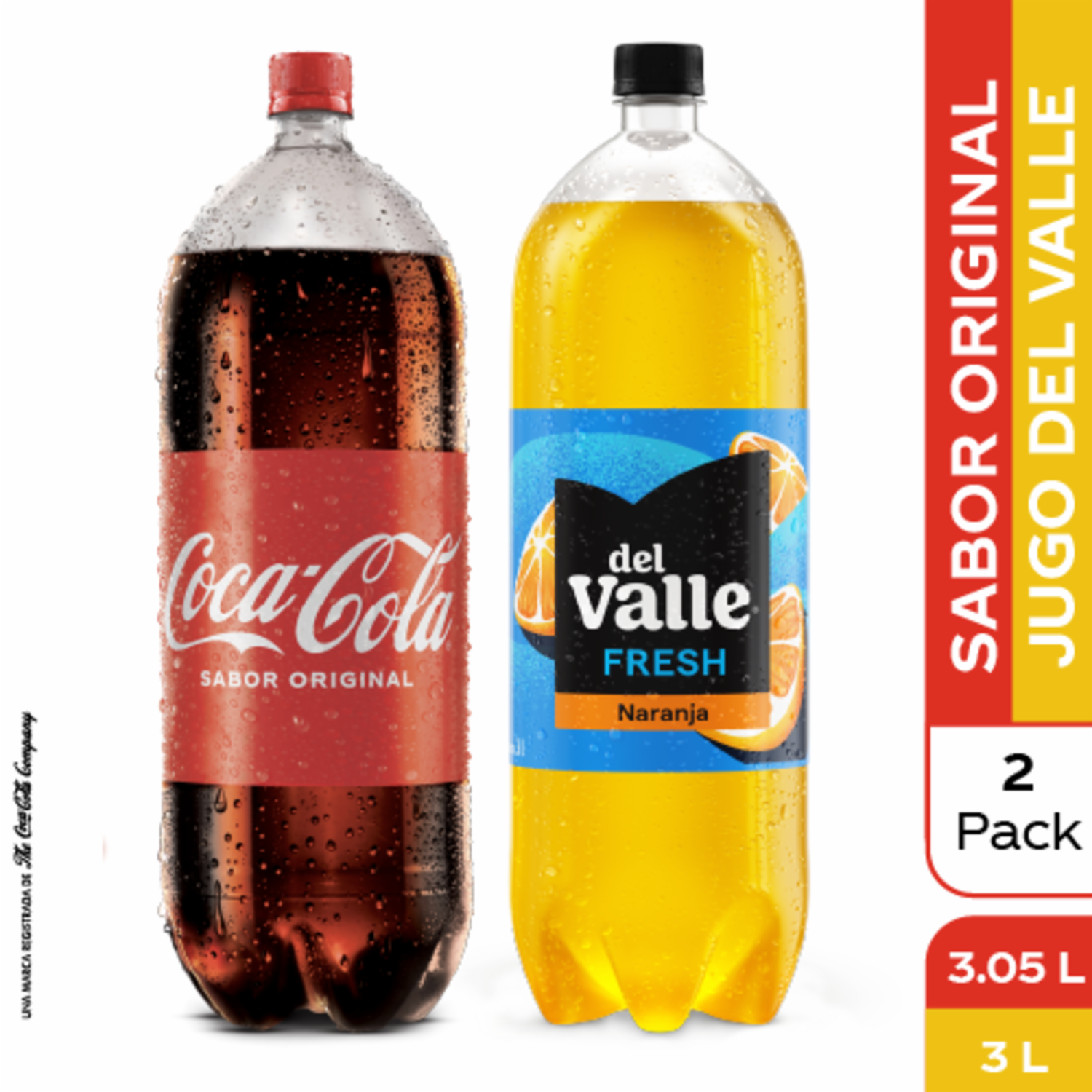 Bebida Gaseosa Coca-Cola+ Jugo Del Valle 2 Pack FANTA 3 050 Ml + 3000 Ml