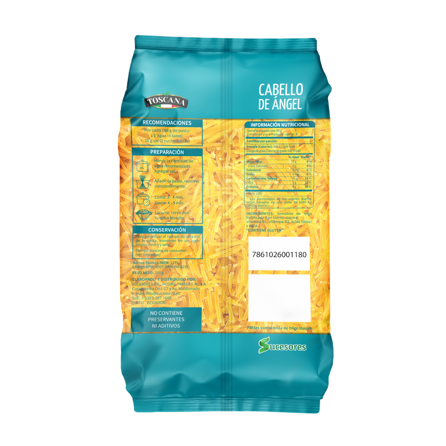 Fideo Cabello Precortado TOSCANA 250 G