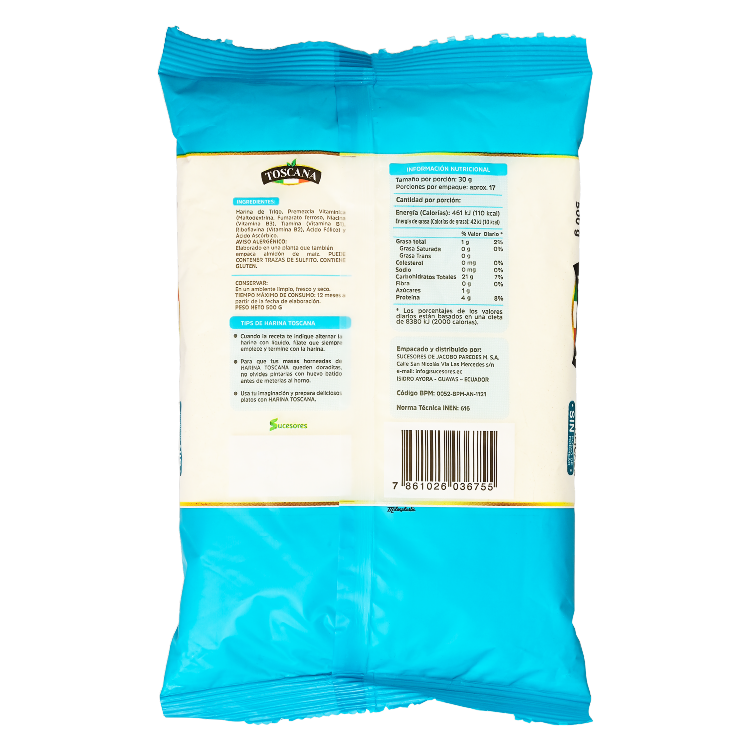 Harina De Trigo Sin Polvo De Hornear TOSCANA 500 G