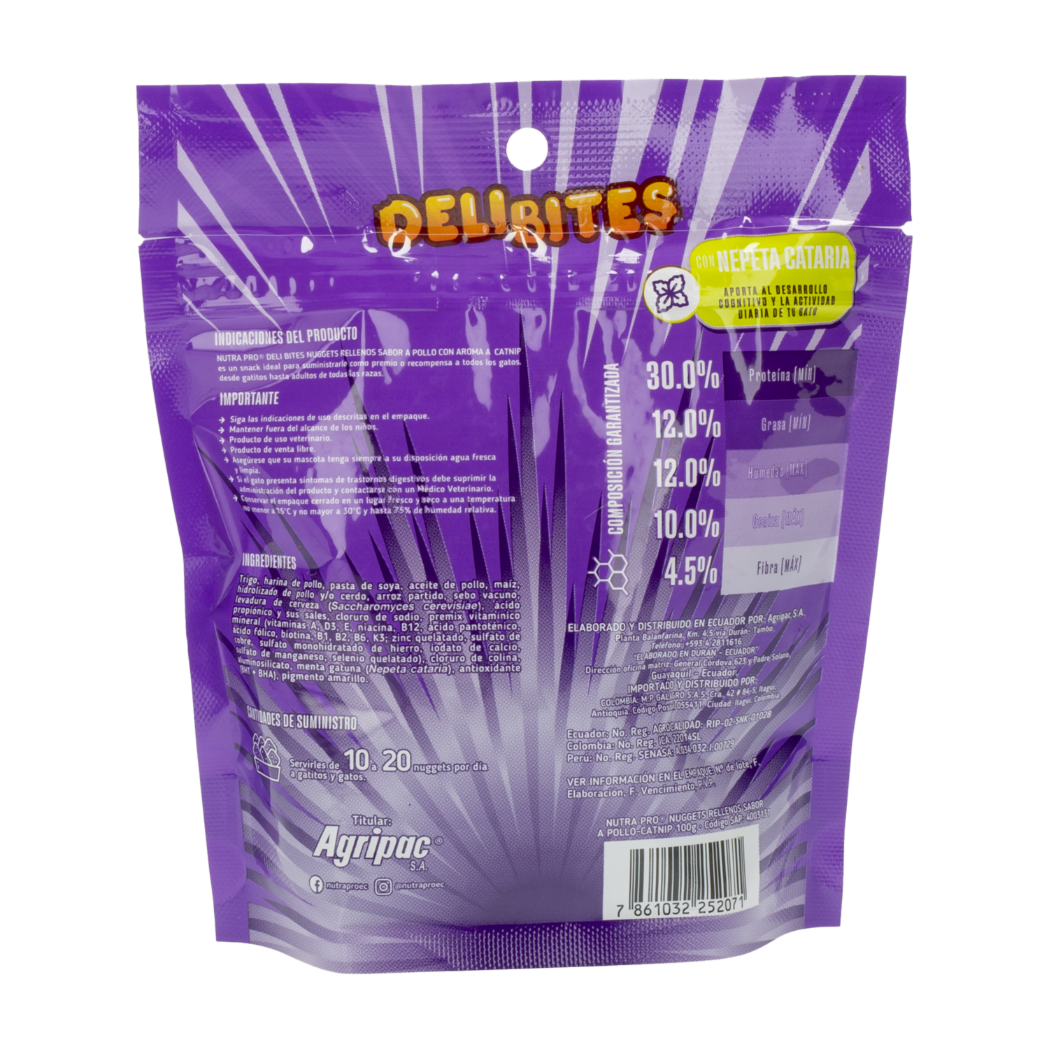 Snack Para Gatos Nuggets De Pollo Con Catnip NUTRAPRO 100 G
