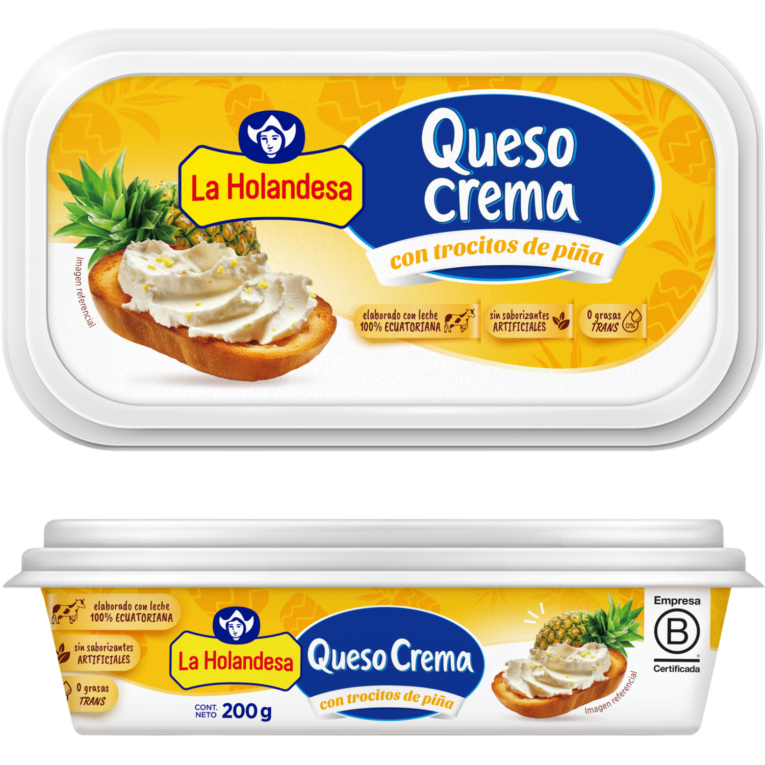 Queso Crema Con Trocitos De Piña LA HOLANDESA 200 G