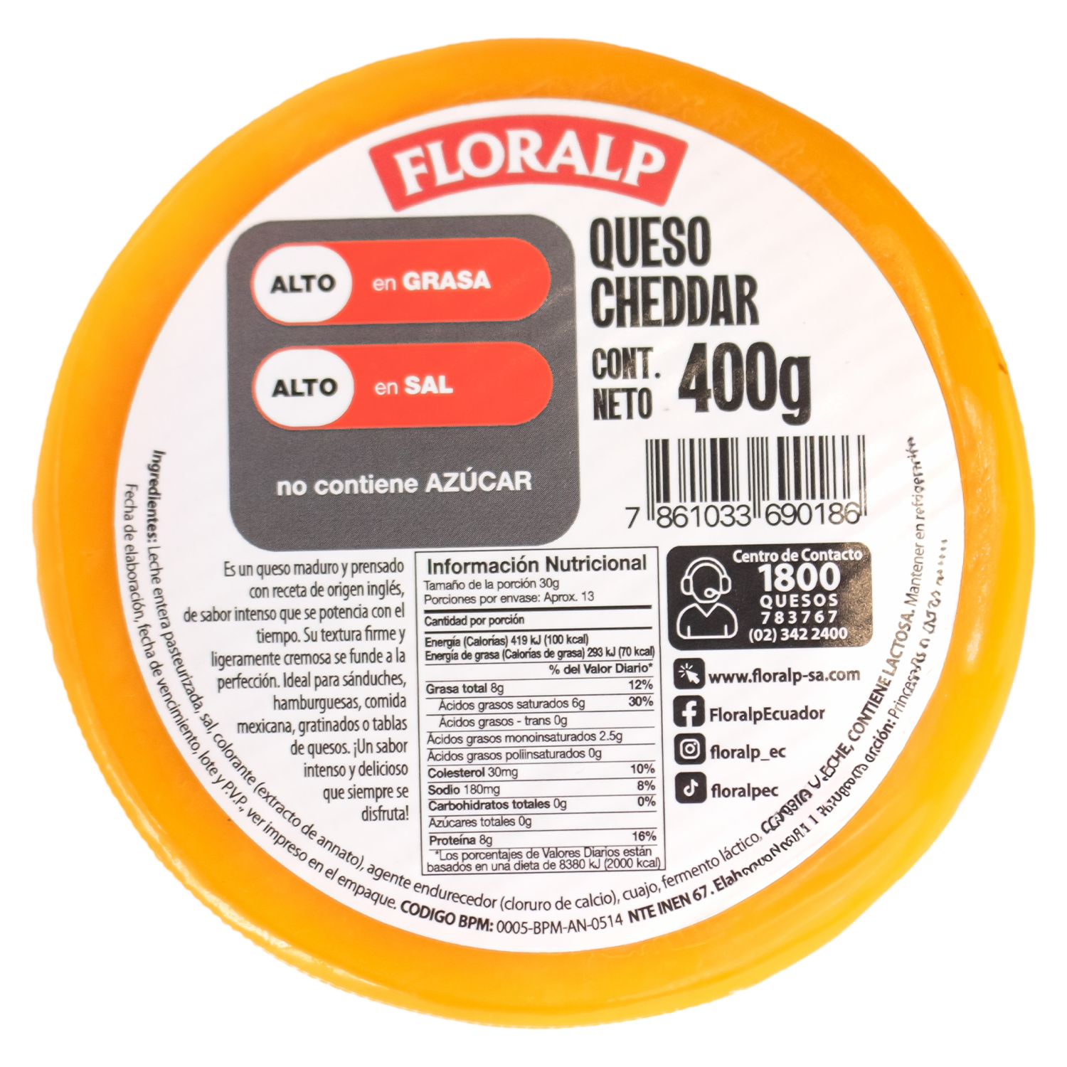 Queso Cheddar FLORALP 400 G