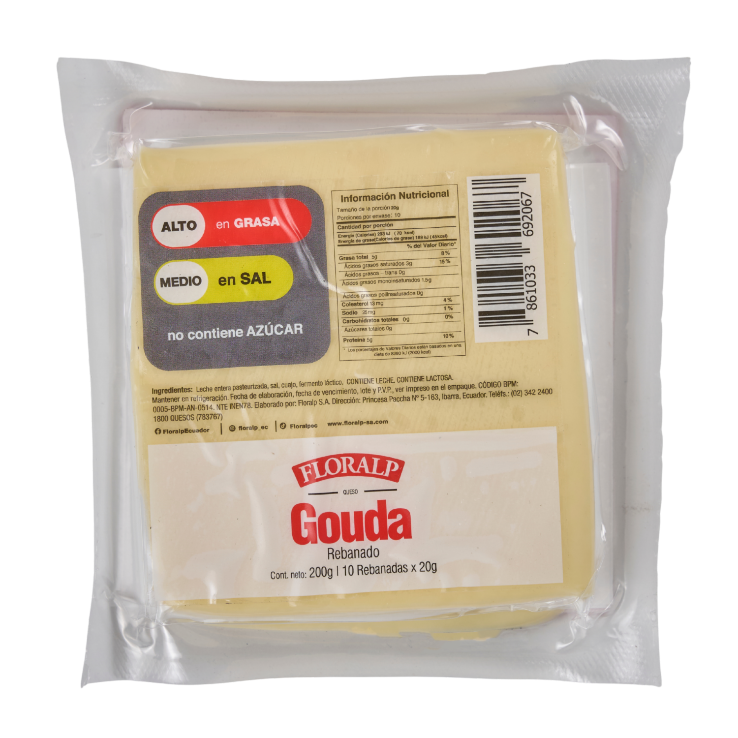 Queso Gouda Rebanado FLORALP 200 G