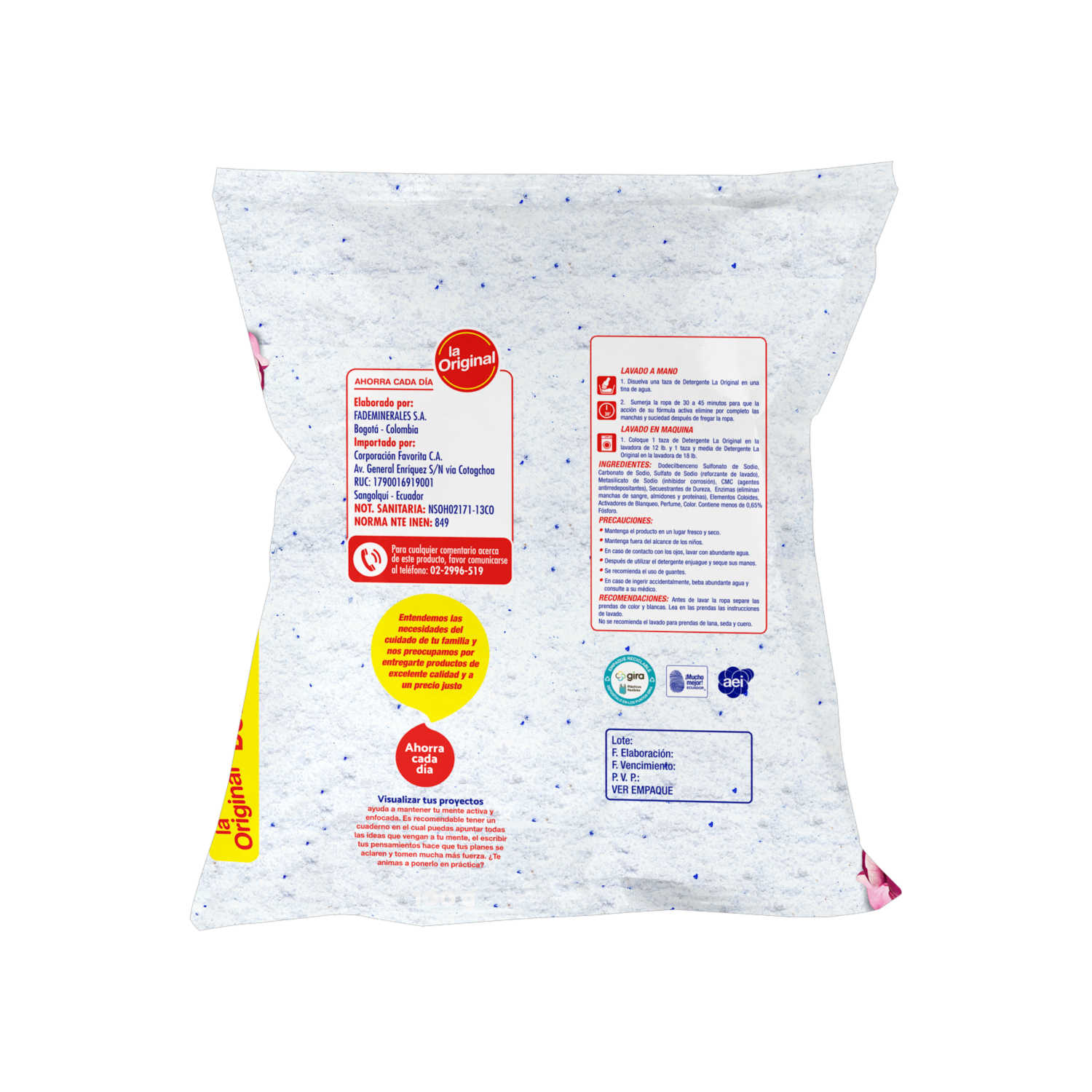 Detergente En Polvo Fragancia Floral LA ORIGINAL 1800 G