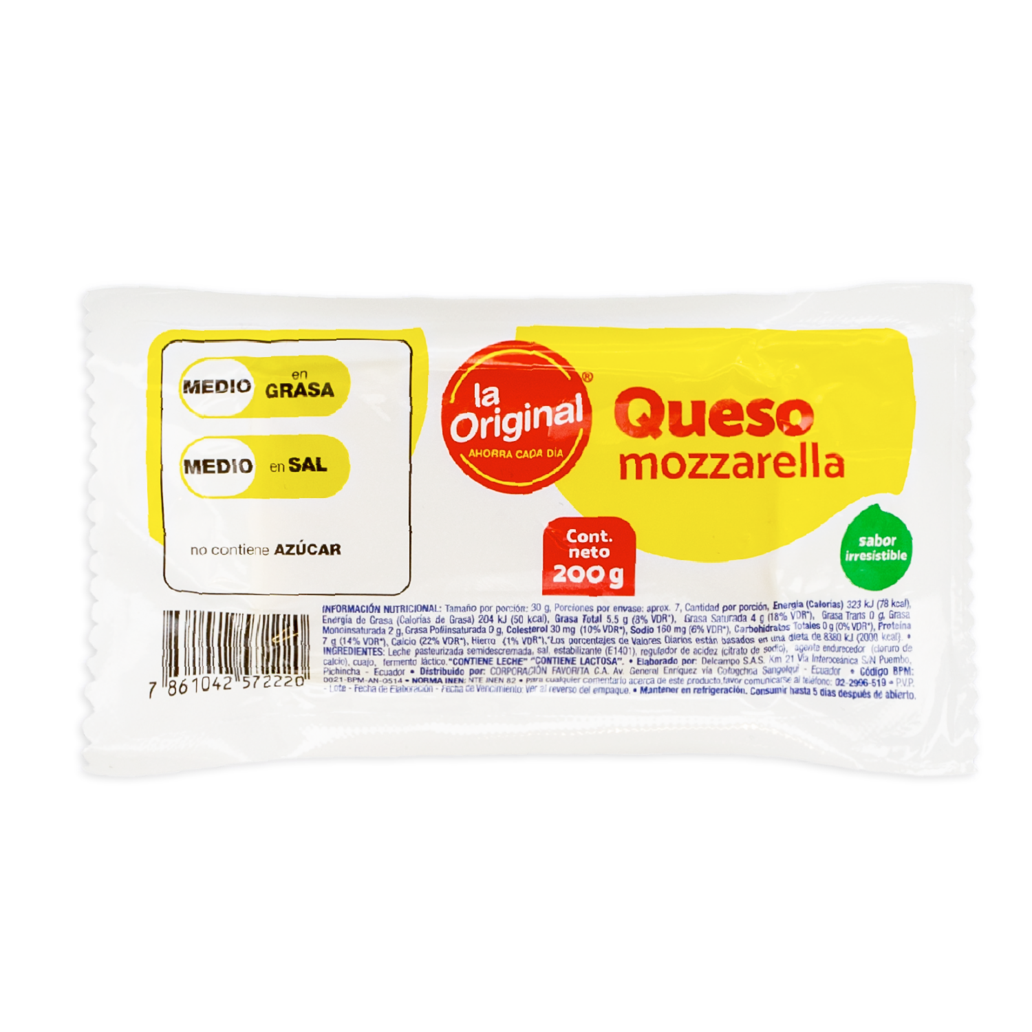Queso Mozzarella LA ORIGINAL 200 G