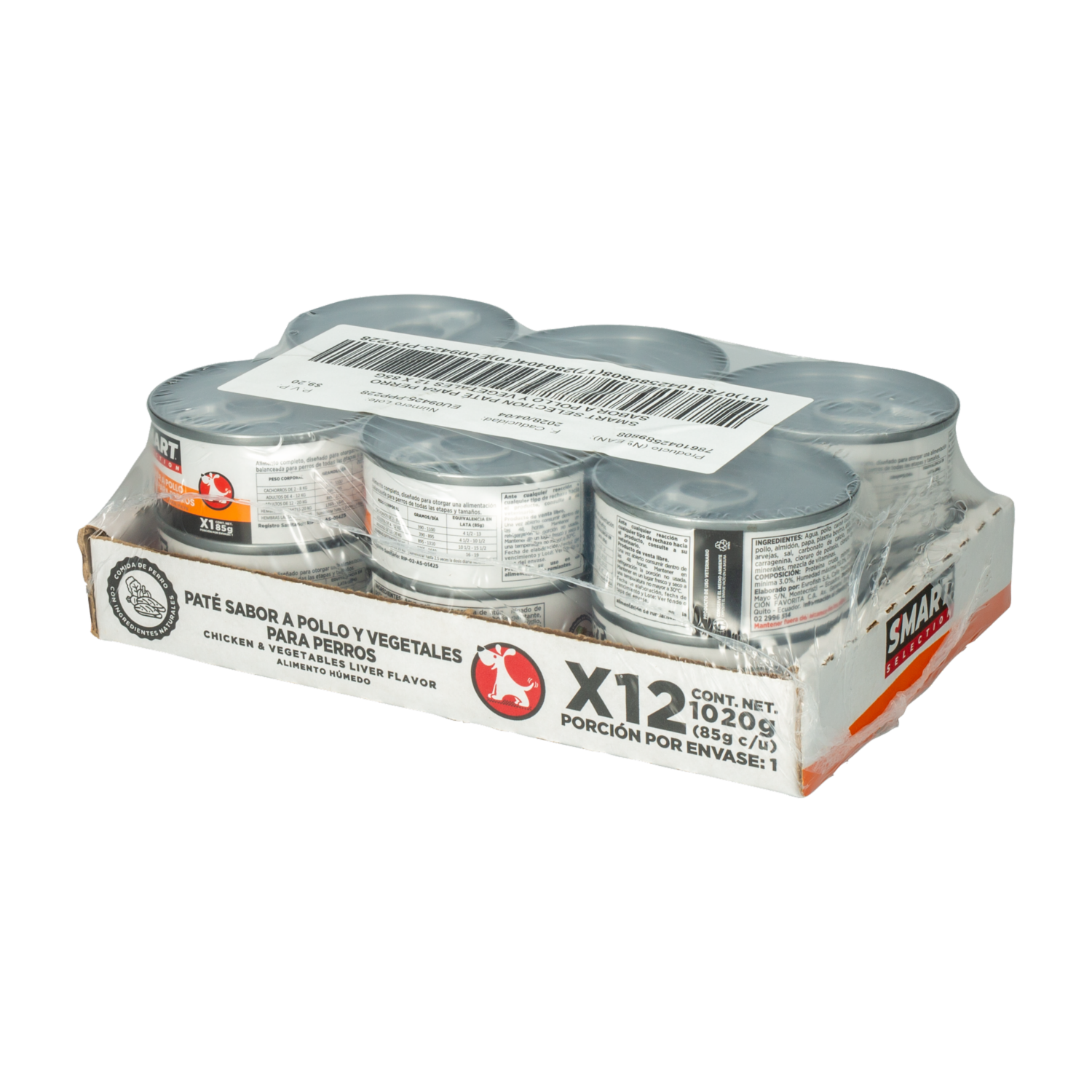 Alimento Húmedo Para Perros Pate Sabor A Pollo SMART SELECTION 12X85 G