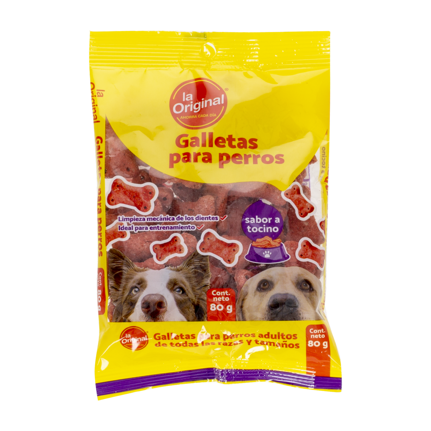 Galletas Para Perros Adultos Toda Raza Y Edad Sabor A Tocino LA ORIGINAL 80 G